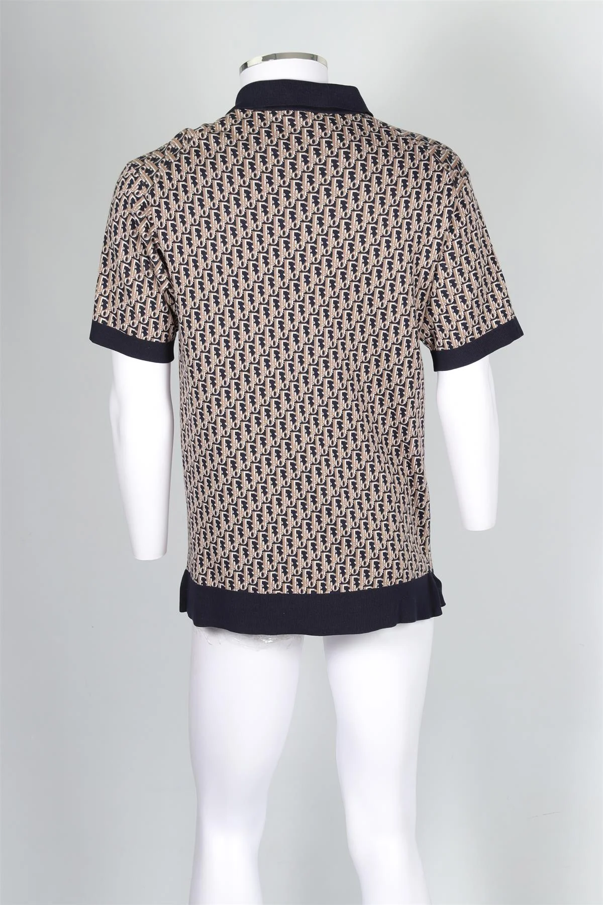 CHRISTIAN DIOR NAVY MEN'S OBLIQUE COTTON POLO SHIRT SMALL - Image 4