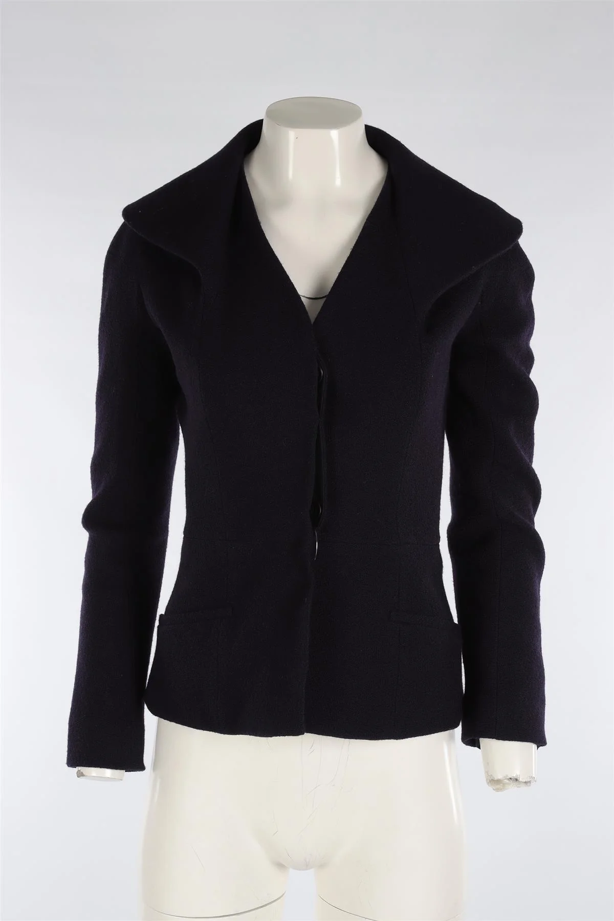 CHRISTIAN DIOR NAVY WOOL JACKET FR 36 UK 8 - Image 2