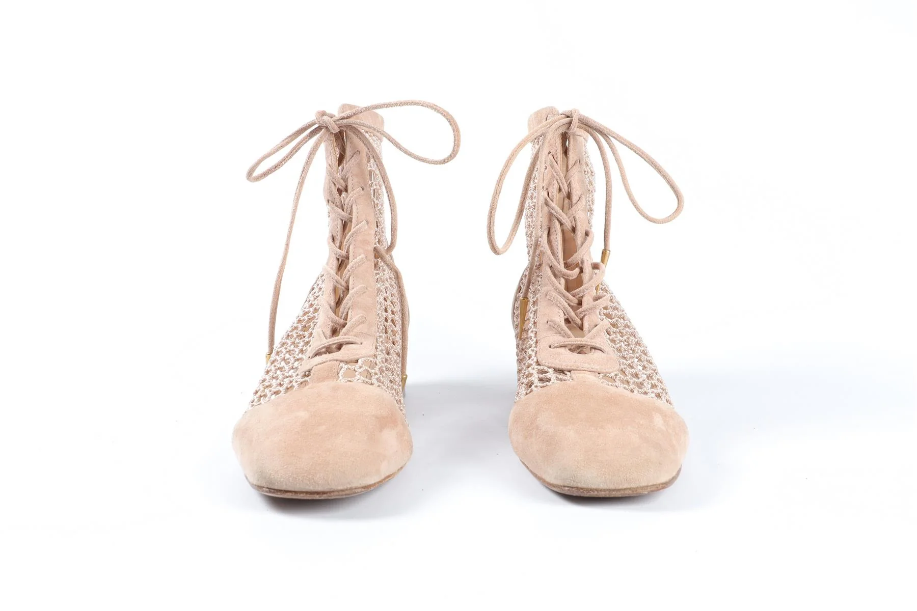 CHRISTIAN DIOR NUDE NAUGHTILY-D SUEDE ANKLE BOOTS EU 38 UK 5 US 8 - Image 3