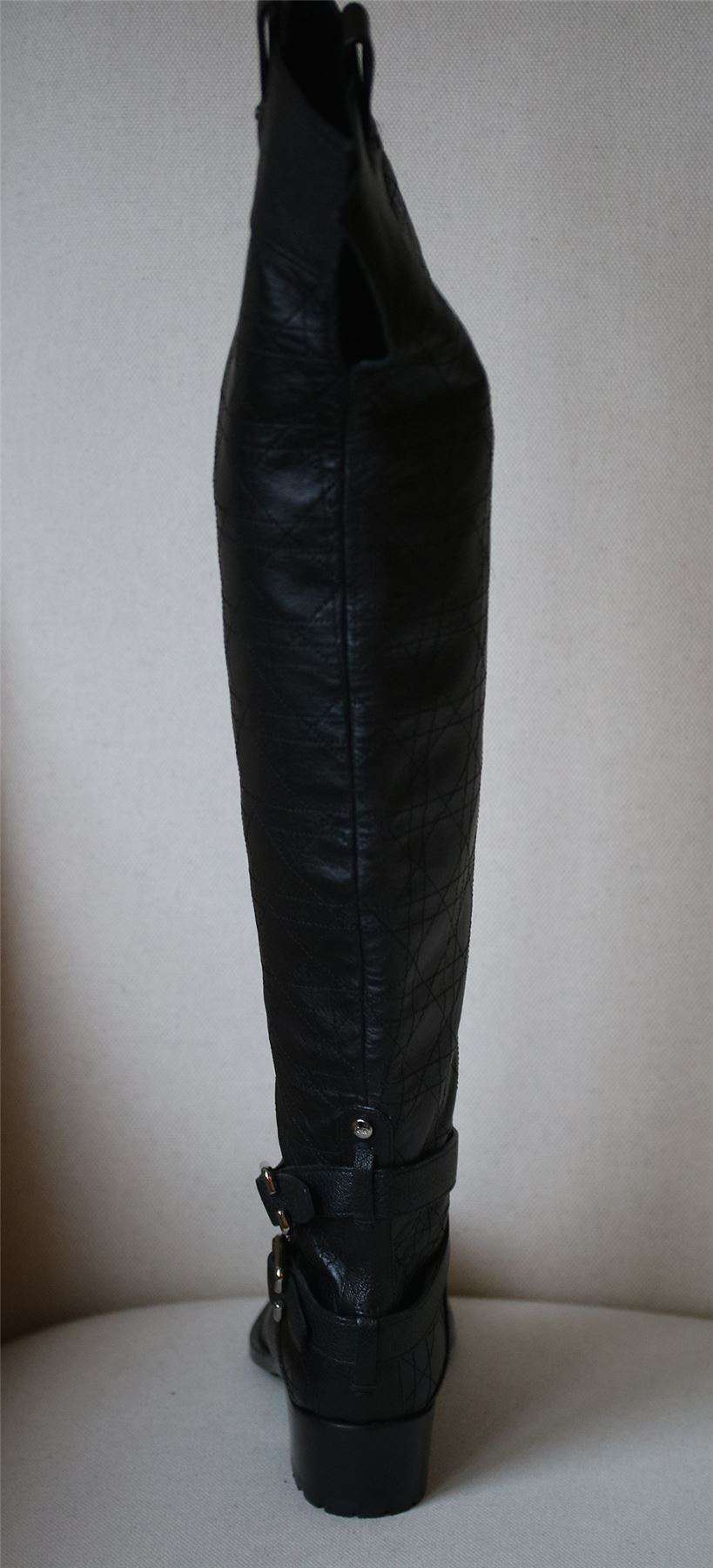 CHRISTIAN DIOR QUILTED LEATHER OVER-THE-KNEE BOOTS EU 37.5 UK 4.5 US 7.5 - Image 6