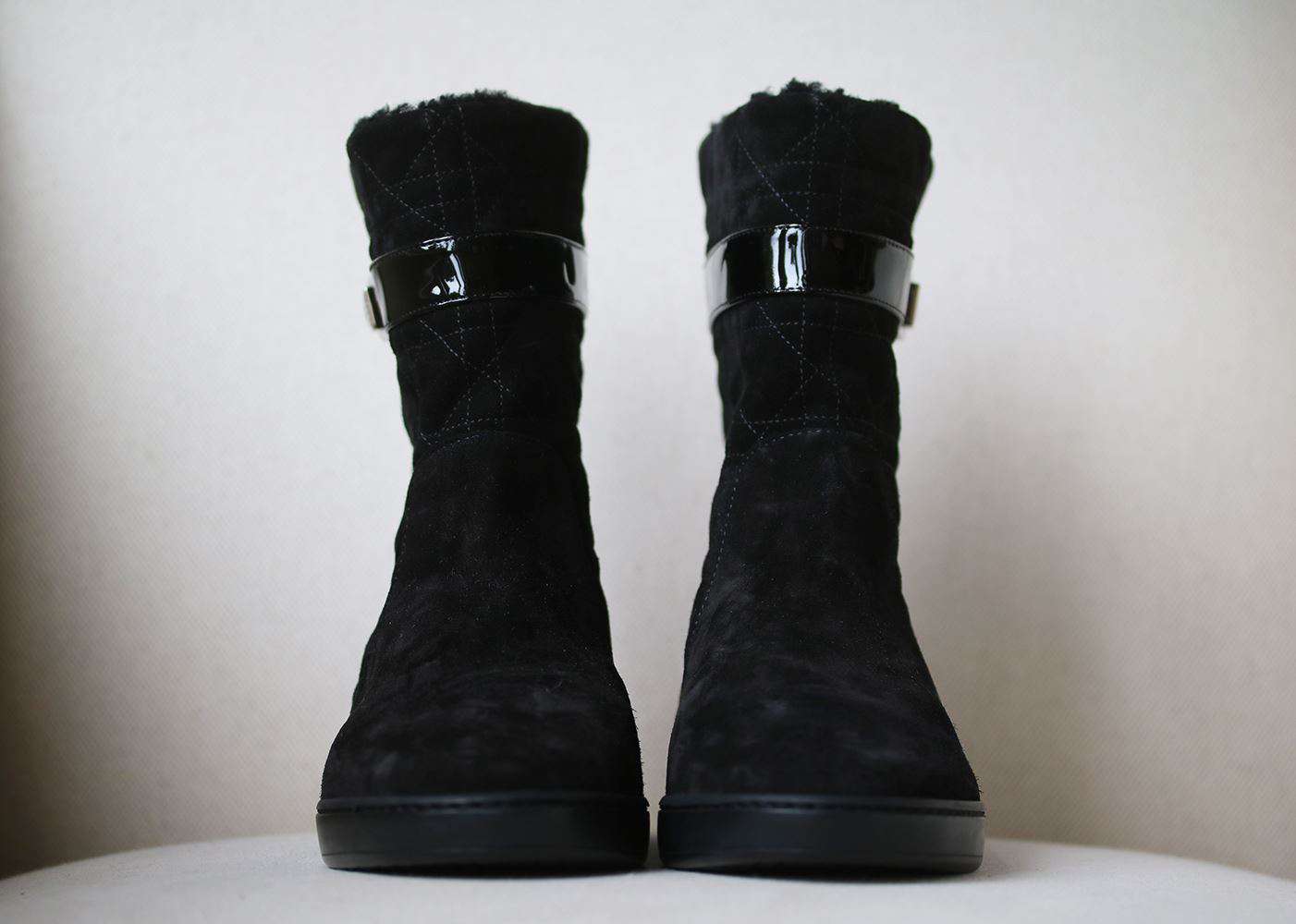 CHRISTIAN DIOR QUILTED SHEARLING LINED SUEDE BOOTS EU 38 UK 5 US 8 - Image 3