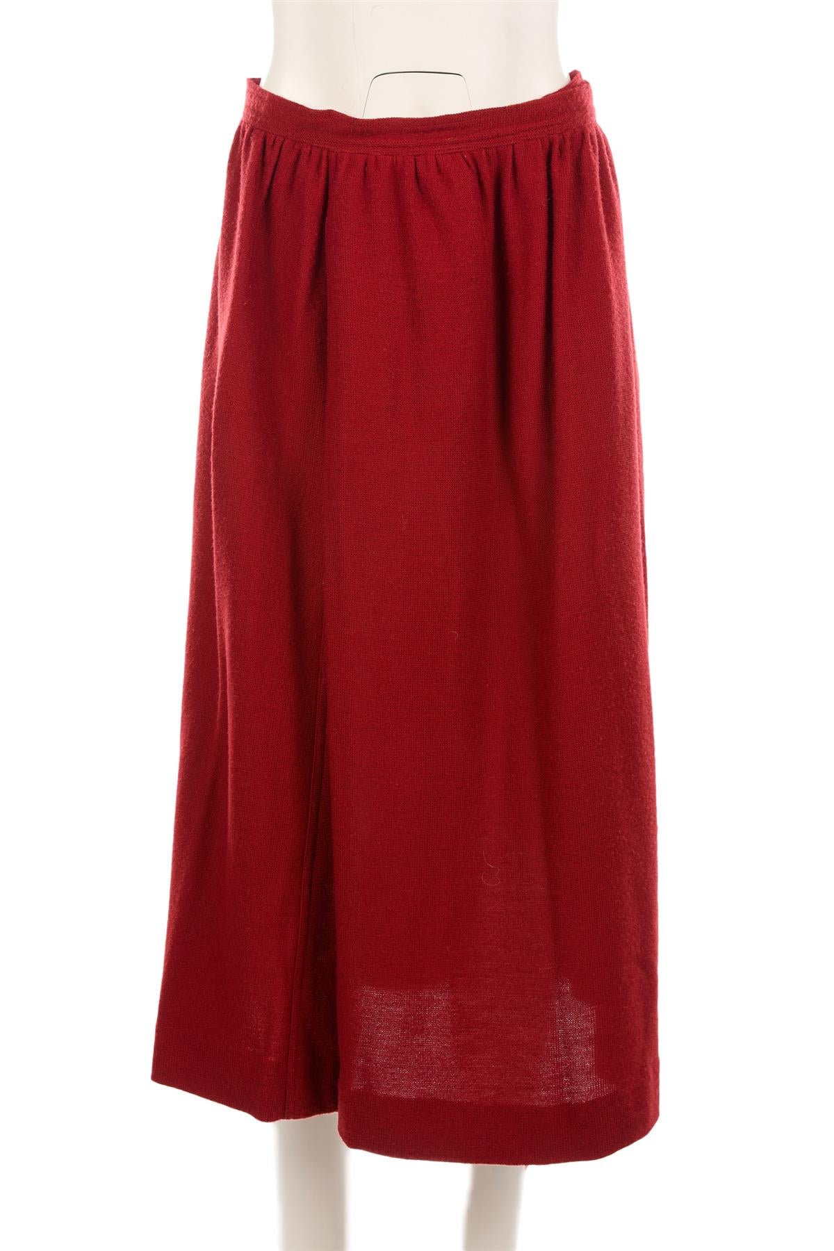 CHRISTIAN DIOR RED WOOL MIDI SKIRT UK 14 - Image 2