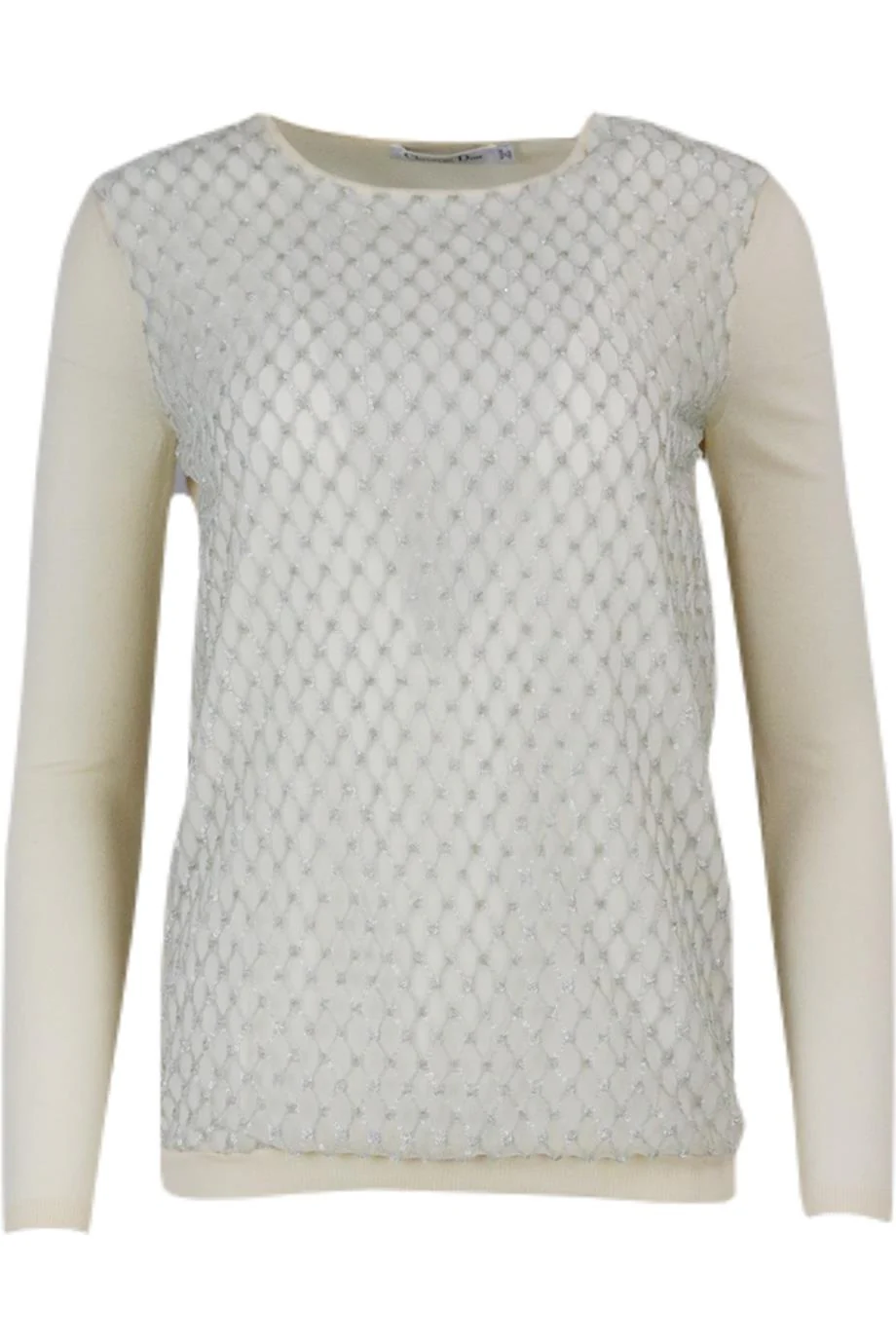 CHRISTIAN DIOR SEQUINED TULLE AND WOOL SWEATER FR 38 UK 10