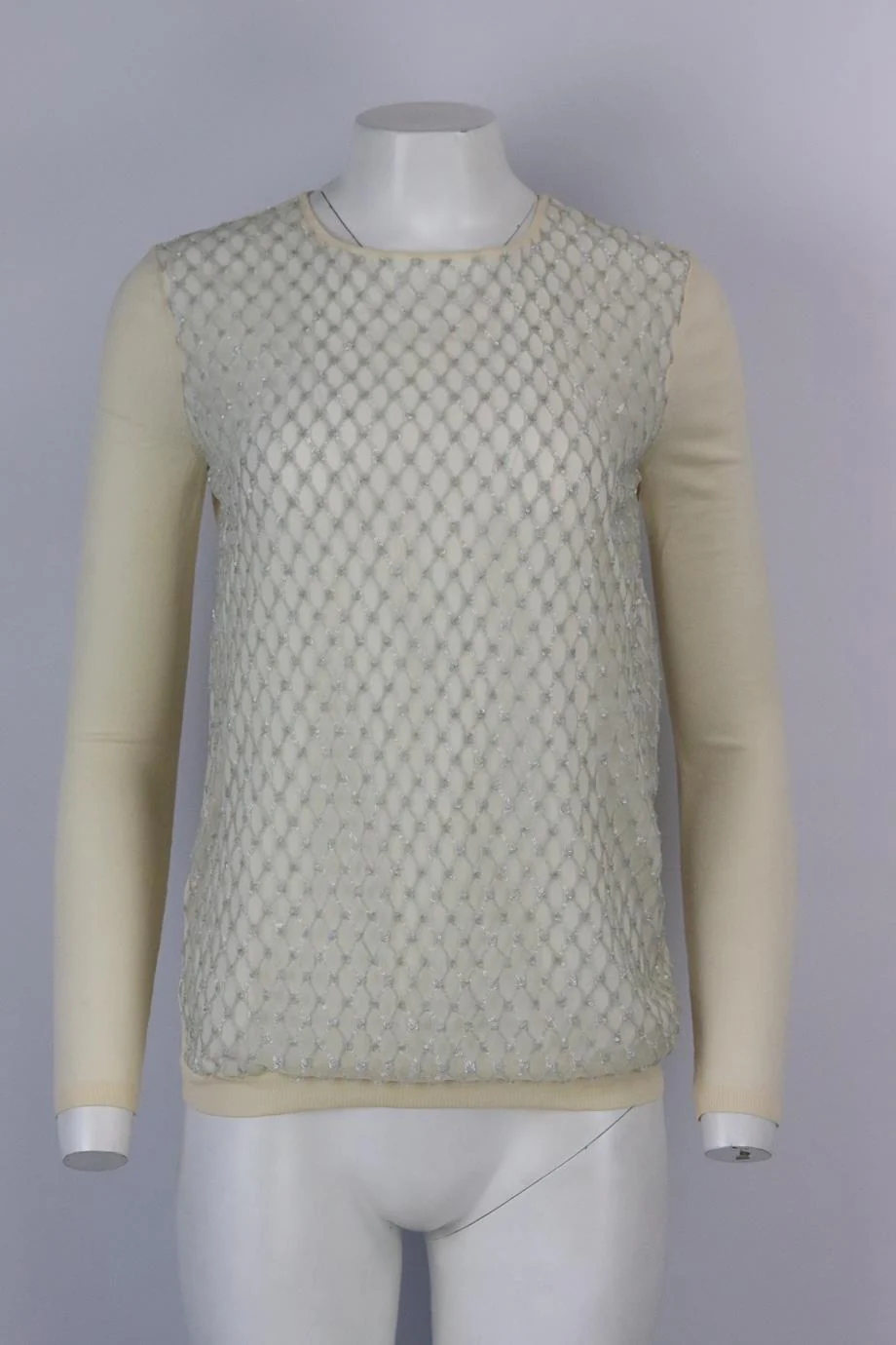 CHRISTIAN DIOR SEQUINED TULLE AND WOOL SWEATER FR 38 UK 10 - Image 2