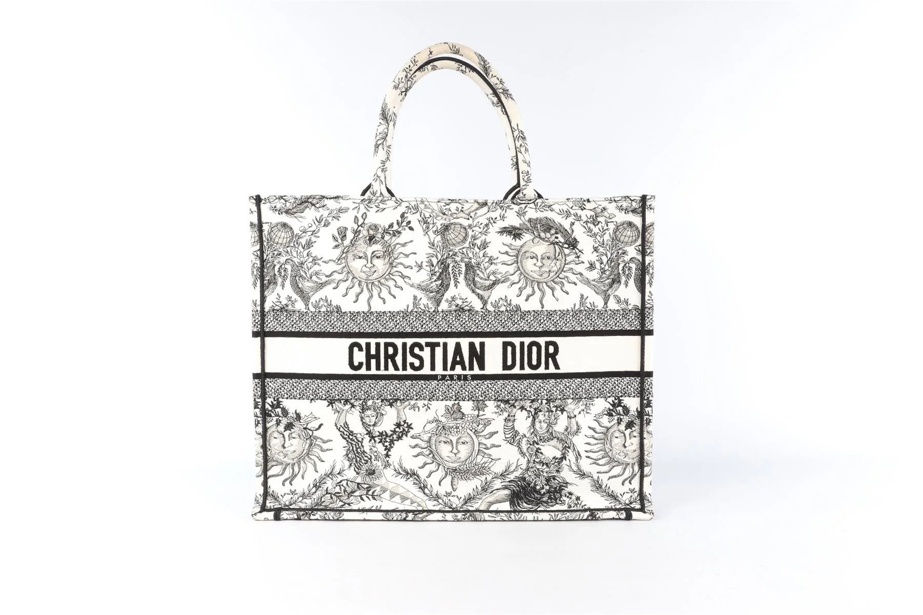 CHRISTIAN DIOR WHITE BOOK LARGE TOILE DE JOUY SOLEIL CANVAS TOTE BAG - Image 2