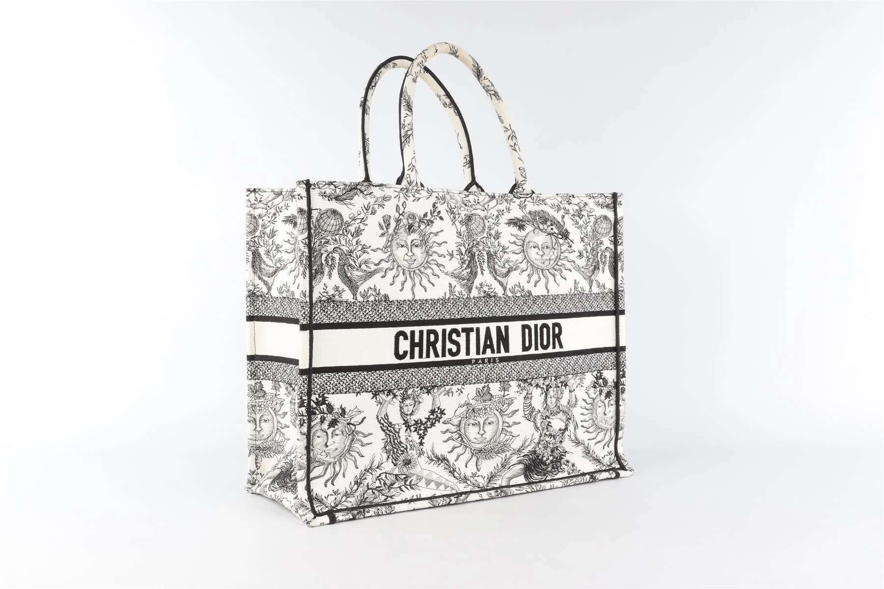 CHRISTIAN DIOR WHITE BOOK LARGE TOILE DE JOUY SOLEIL CANVAS TOTE BAG - Image 3