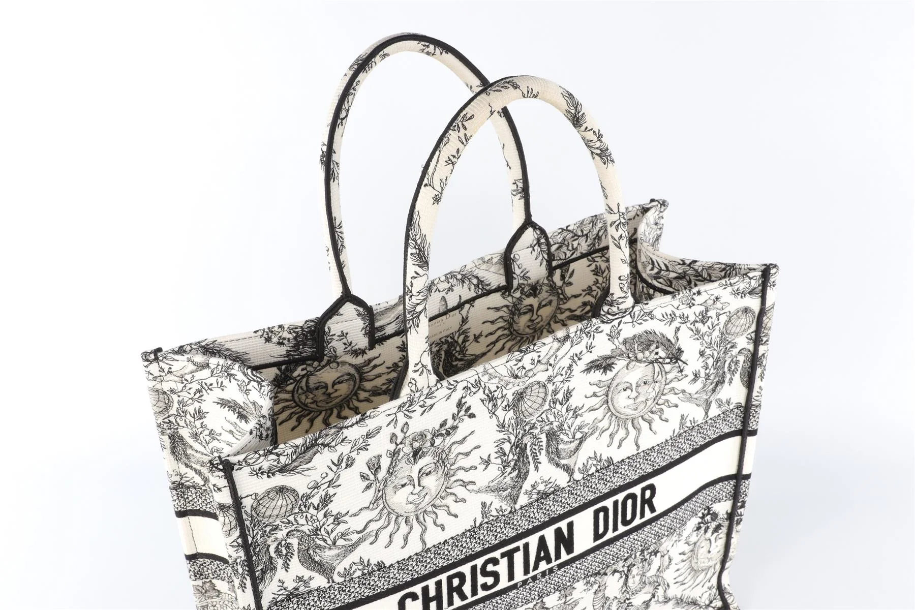 CHRISTIAN DIOR WHITE BOOK LARGE TOILE DE JOUY SOLEIL CANVAS TOTE BAG - Image 8