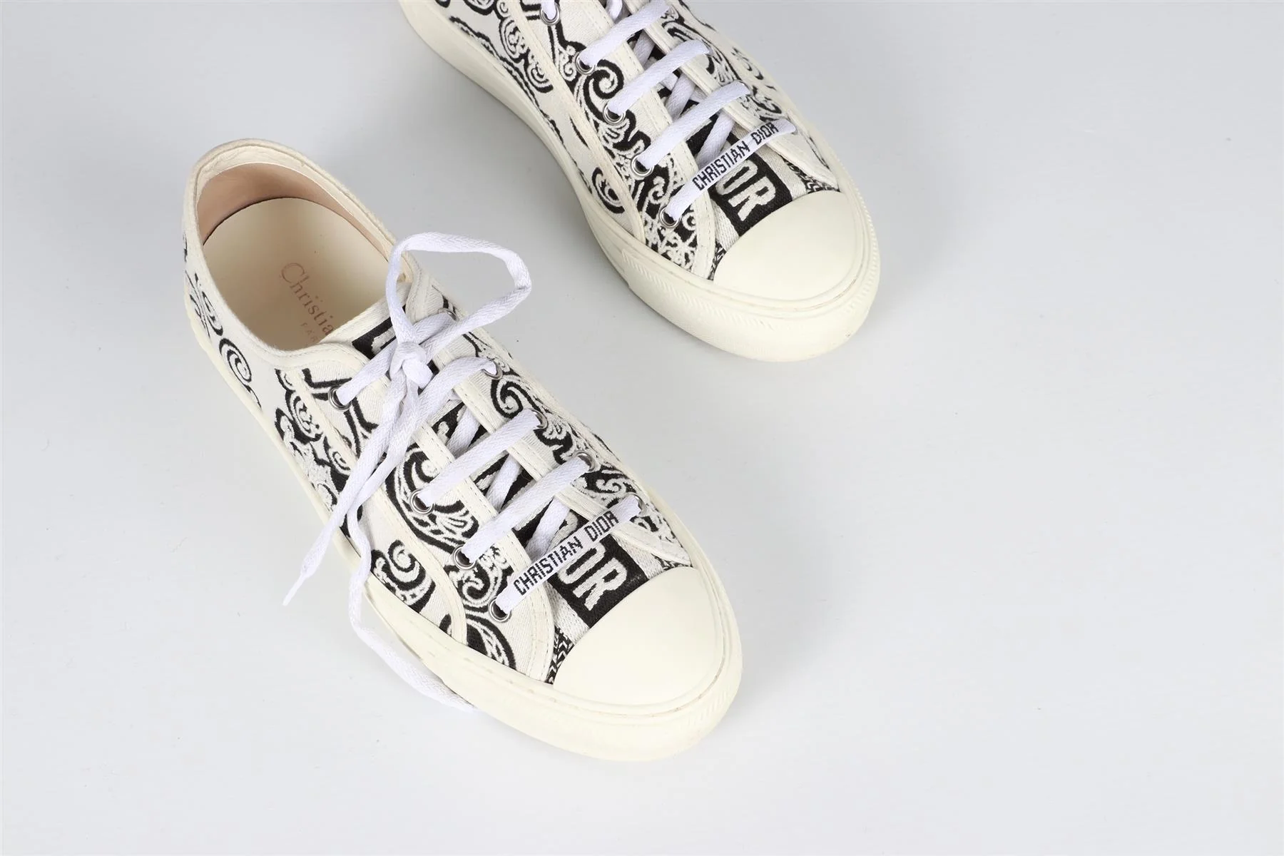CHRISTIAN DIOR WHITE WALK'N'DIOR CANVAS SNEAKERS EU 40 UK 7 US 10 - Image 4