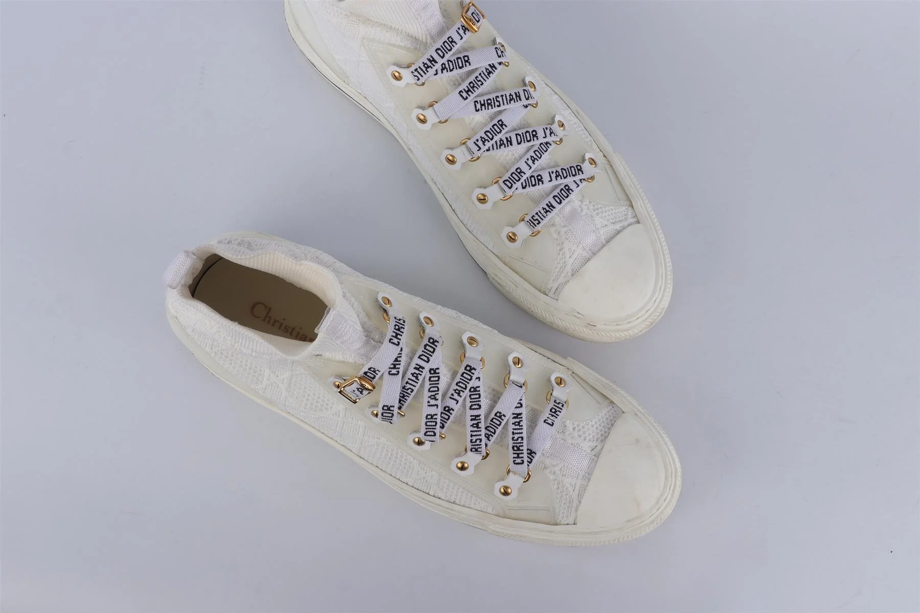 CHRISTIAN DIOR WHITE WALK'N'DIOR KNIT SNEAKERS EU 41 UK 8 US 11 - Image 4