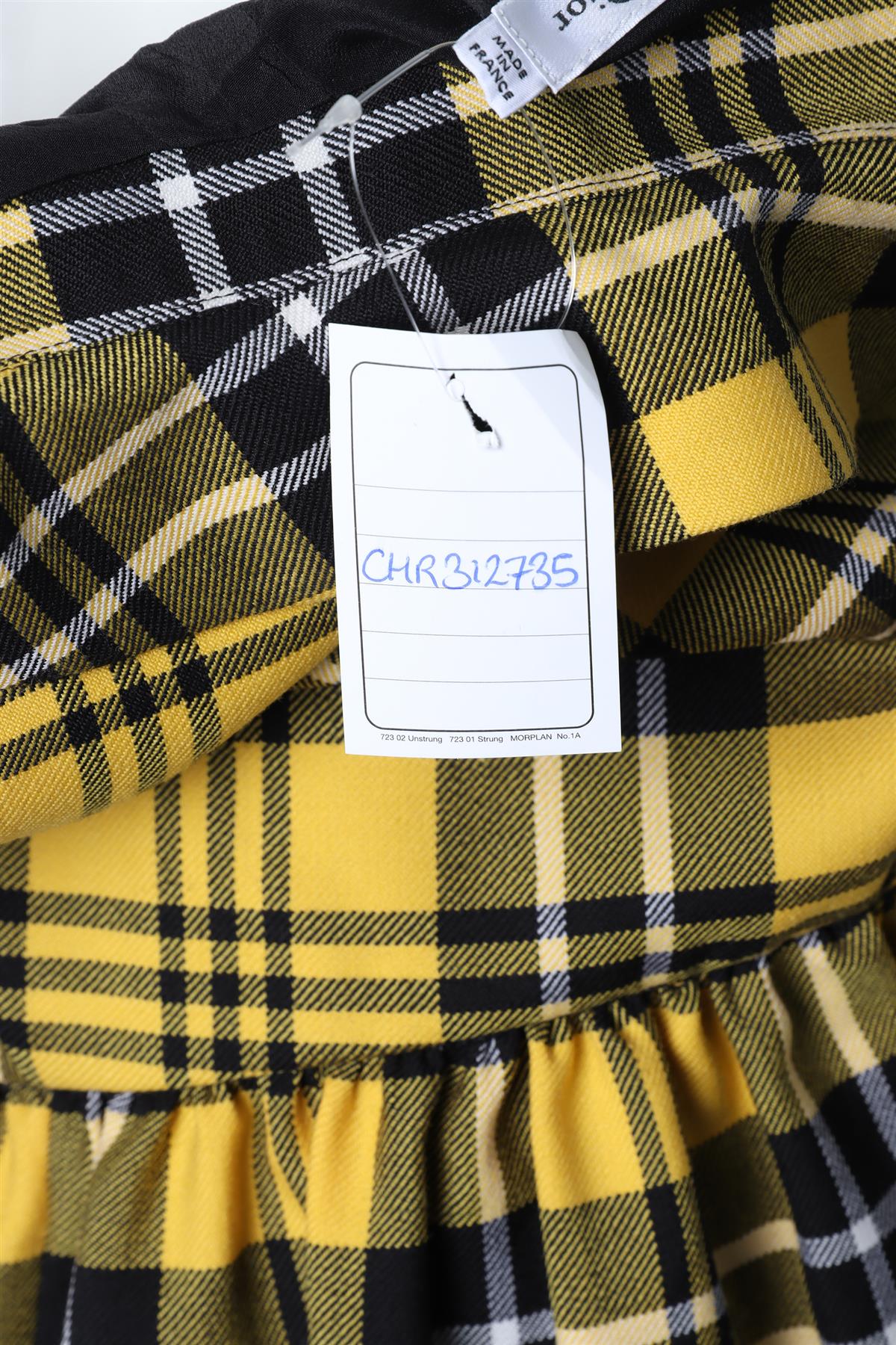 CHRISTIAN DIOR YELLOW 2022 CHECKED WOOL MINI DRESS FR 38 UK 10 - Image 5