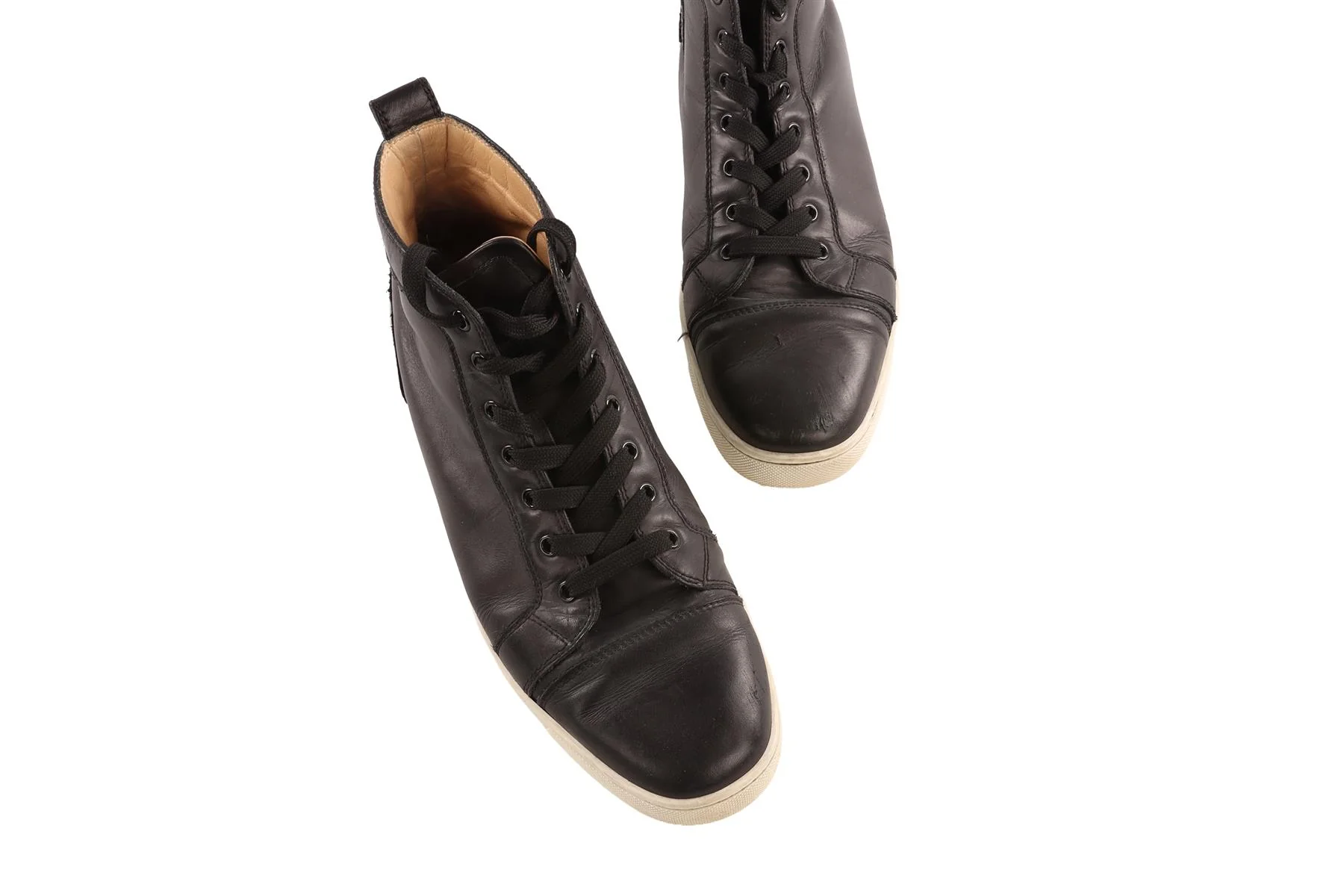 CHRISTIAN LOUBOUTIN BLACK LEATHER MEN'S SNEAKERS EU 44 UK 10 - Image 4
