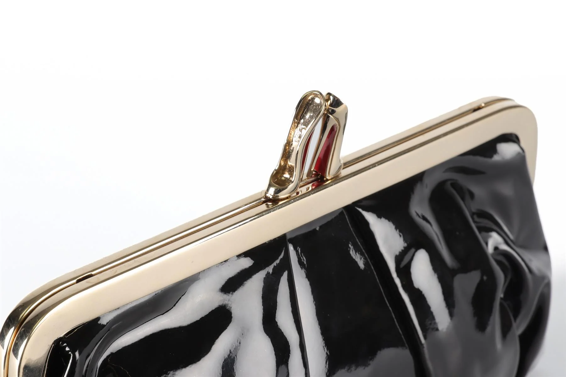 CHRISTIAN LOUBOUTIN BLACK MISS LOUBI PATENT LEATHER CLUTCH - Image 10