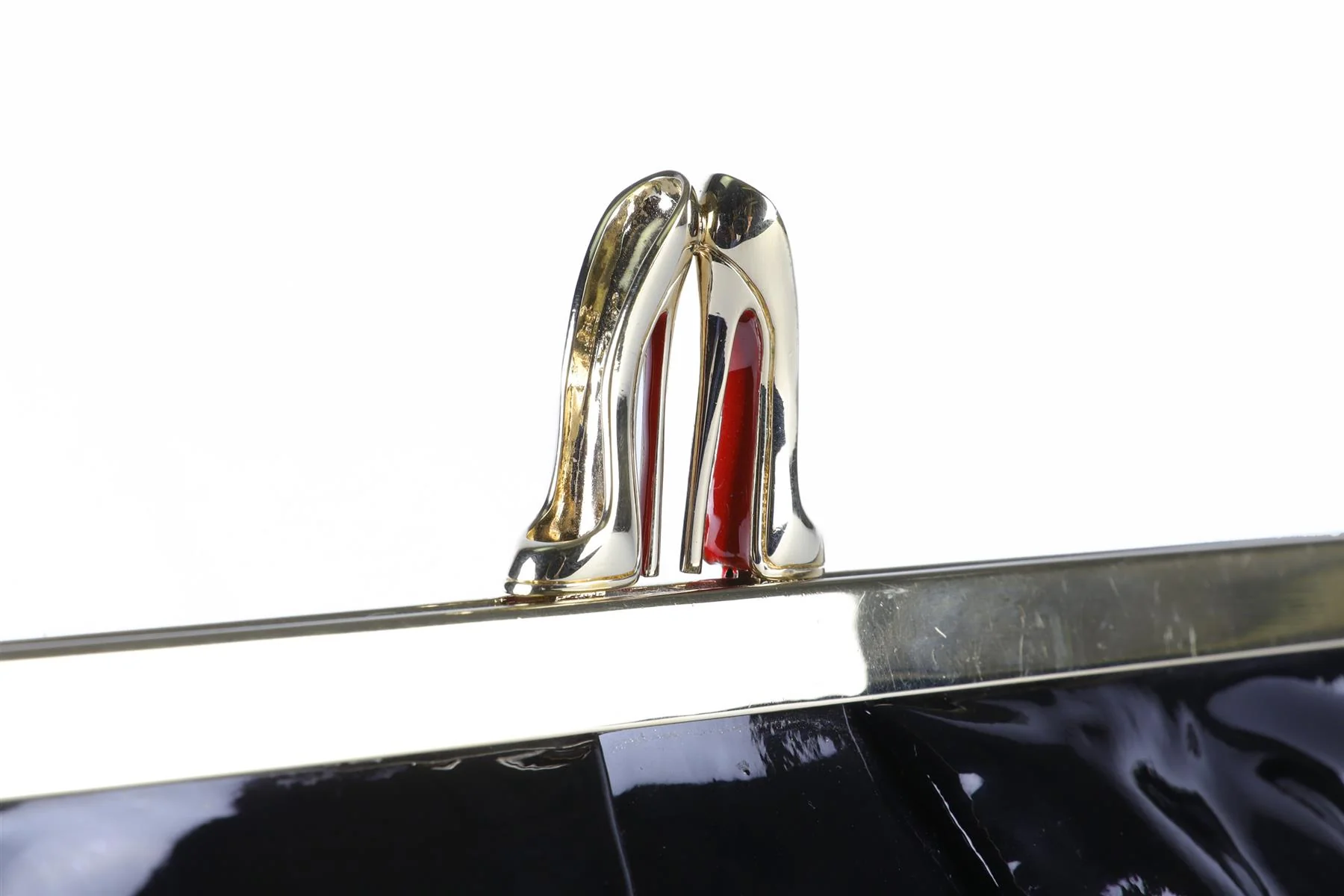 CHRISTIAN LOUBOUTIN BLACK MISS LOUBI PATENT LEATHER CLUTCH - Image 9