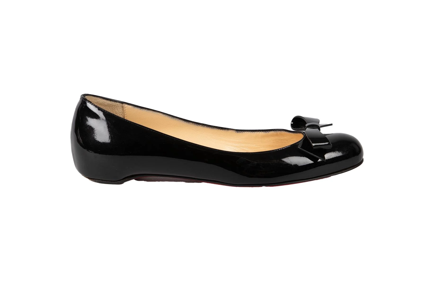 CHRISTIAN LOUBOUTIN BLACK PATENT LEATHER BALLET FLATS EU 35 UK 2 US 5 - Image 2