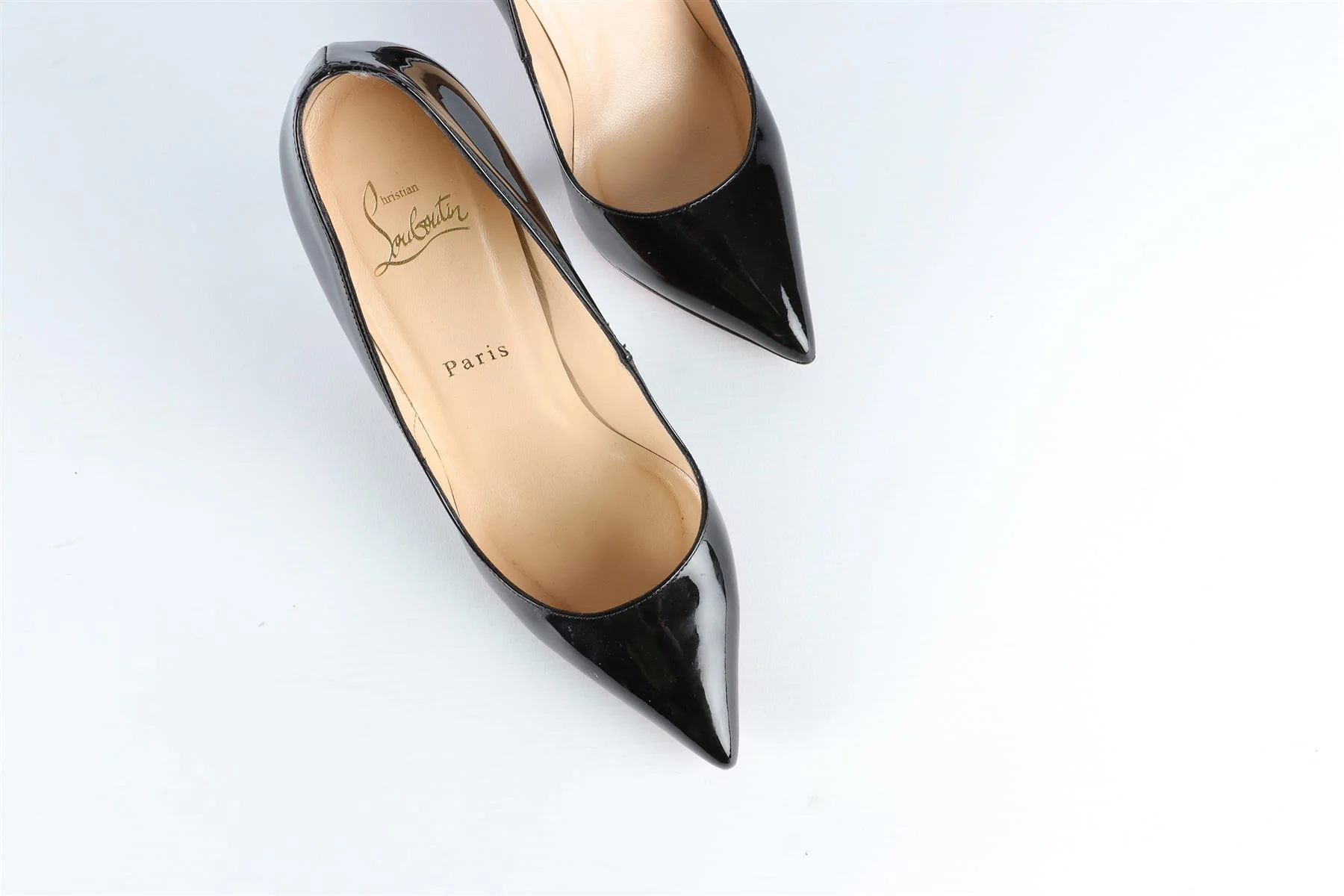 CHRISTIAN LOUBOUTIN BLACK PATENT LEATHER PUMPS EU 37.5 UK 4.5 US 7.5 - Image 4