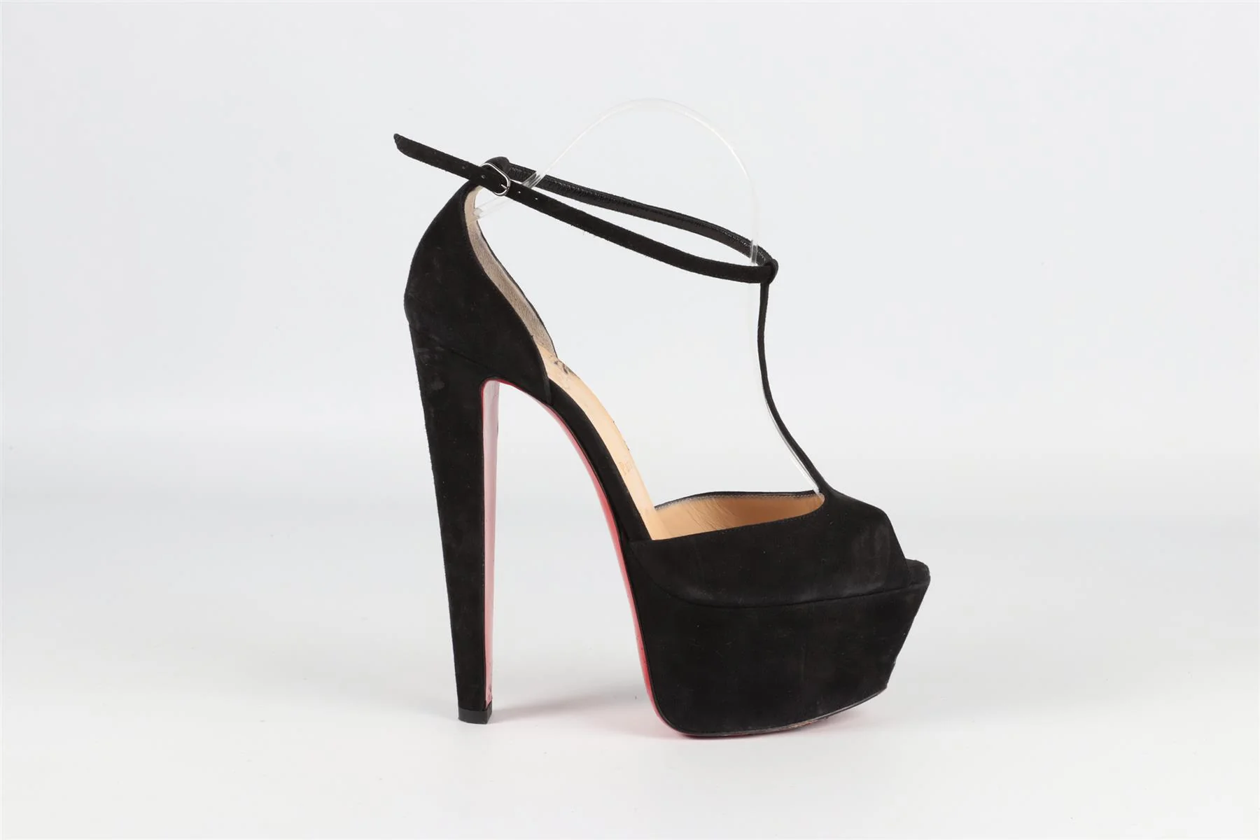 CHRISTIAN LOUBOUTIN BLACK SUEDE PLATFROM SANDALS EU 39 UK 6 US 9 - Image 2