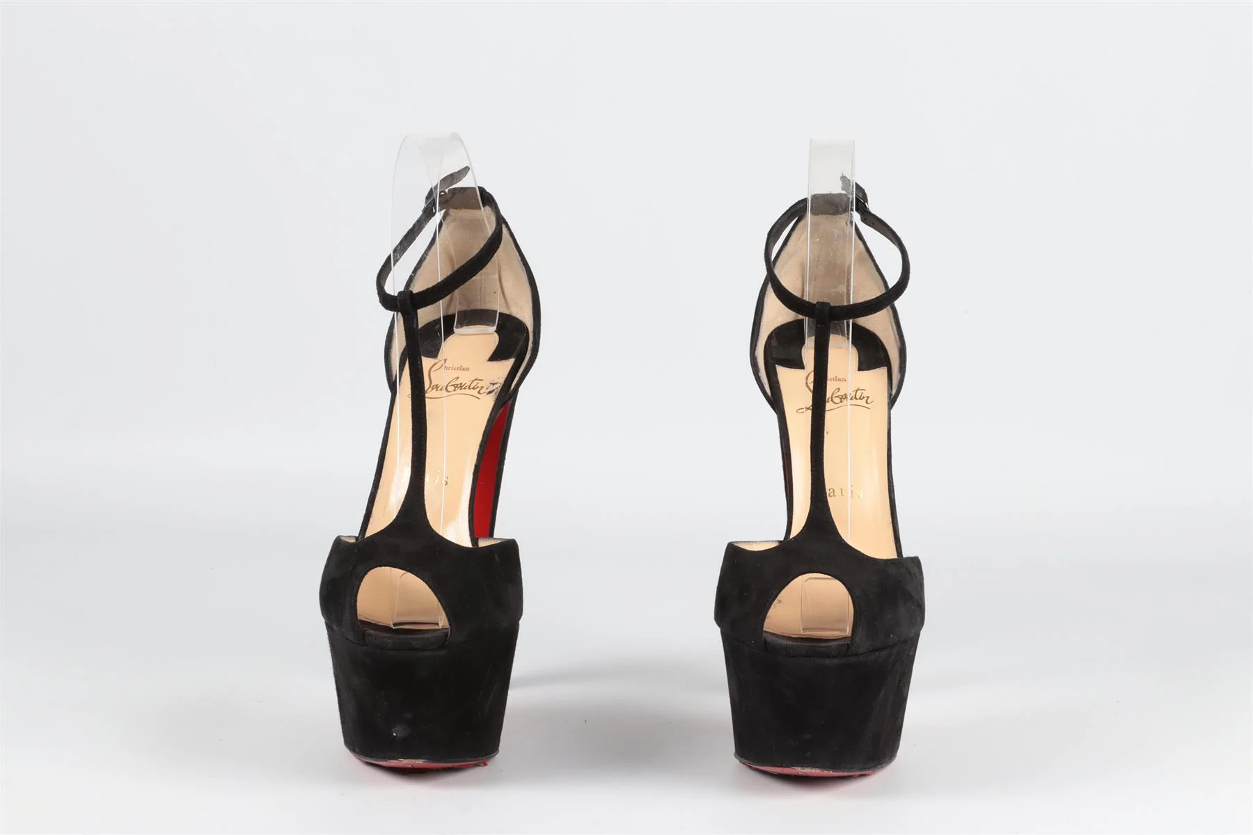 CHRISTIAN LOUBOUTIN BLACK SUEDE PLATFROM SANDALS EU 39 UK 6 US 9 - Image 3