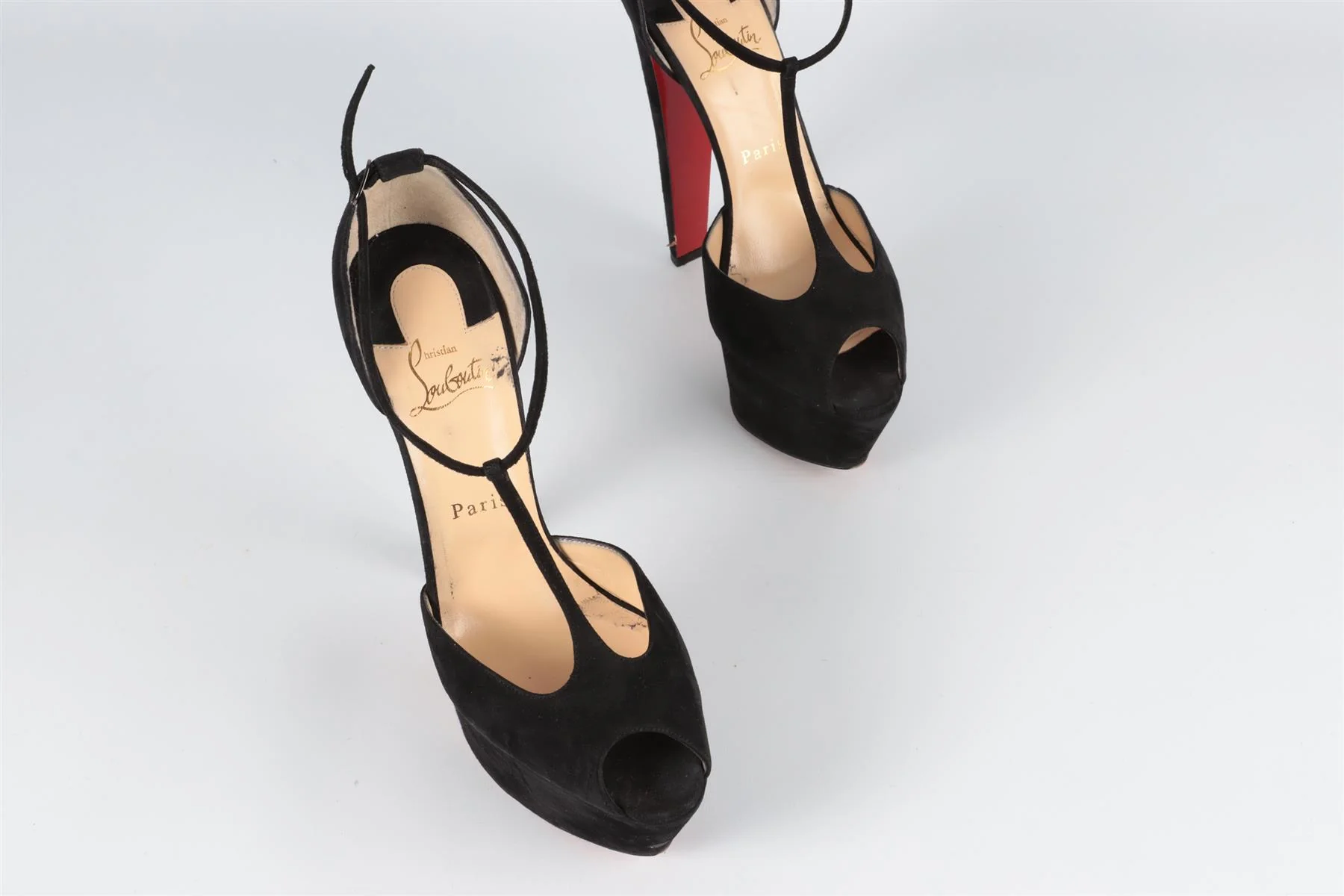 CHRISTIAN LOUBOUTIN BLACK SUEDE PLATFROM SANDALS EU 39 UK 6 US 9 - Image 4