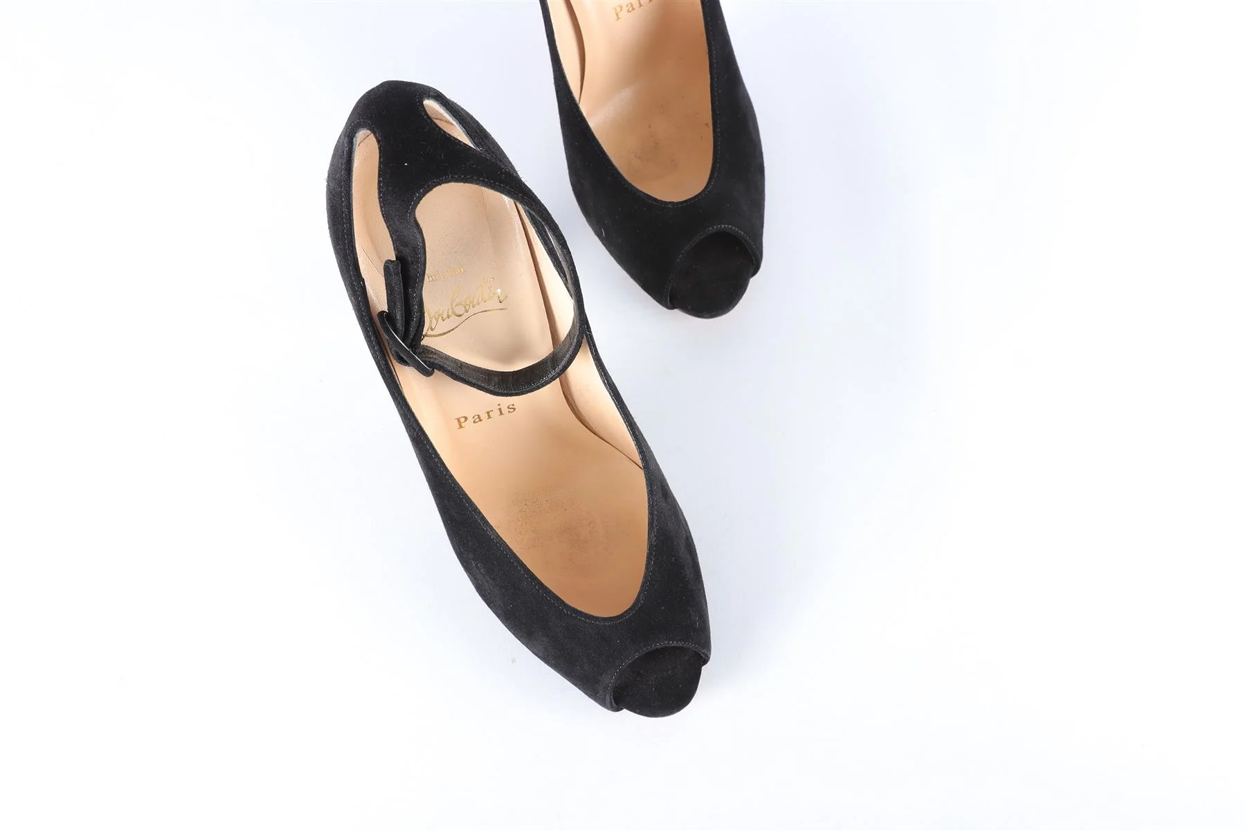 CHRISTIAN LOUBOUTIN BLACK SUEDE SANDALS EU 36.5 UK 3.5 US 6.5 - Image 4