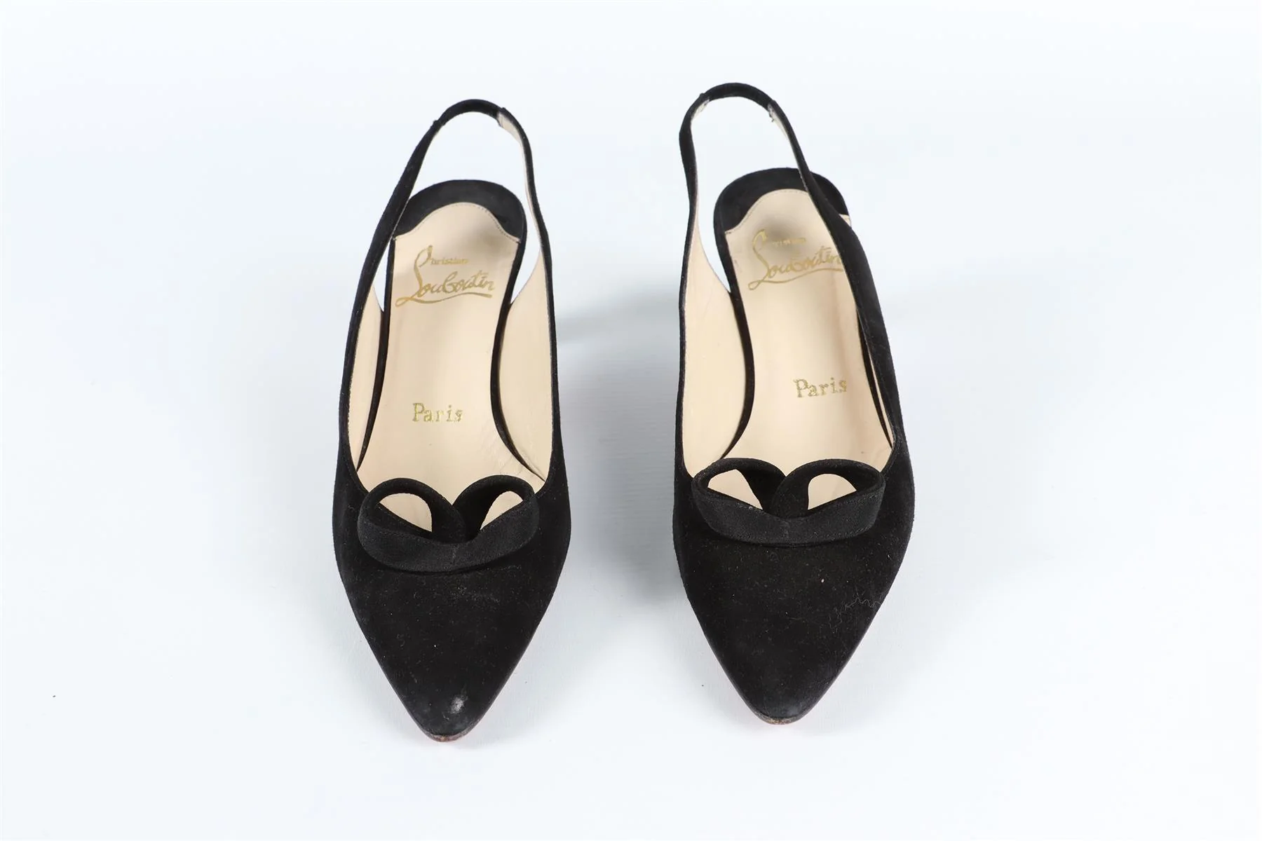 CHRISTIAN LOUBOUTIN BLACK SUEDE SLINGBACK PUMPS - Image 3