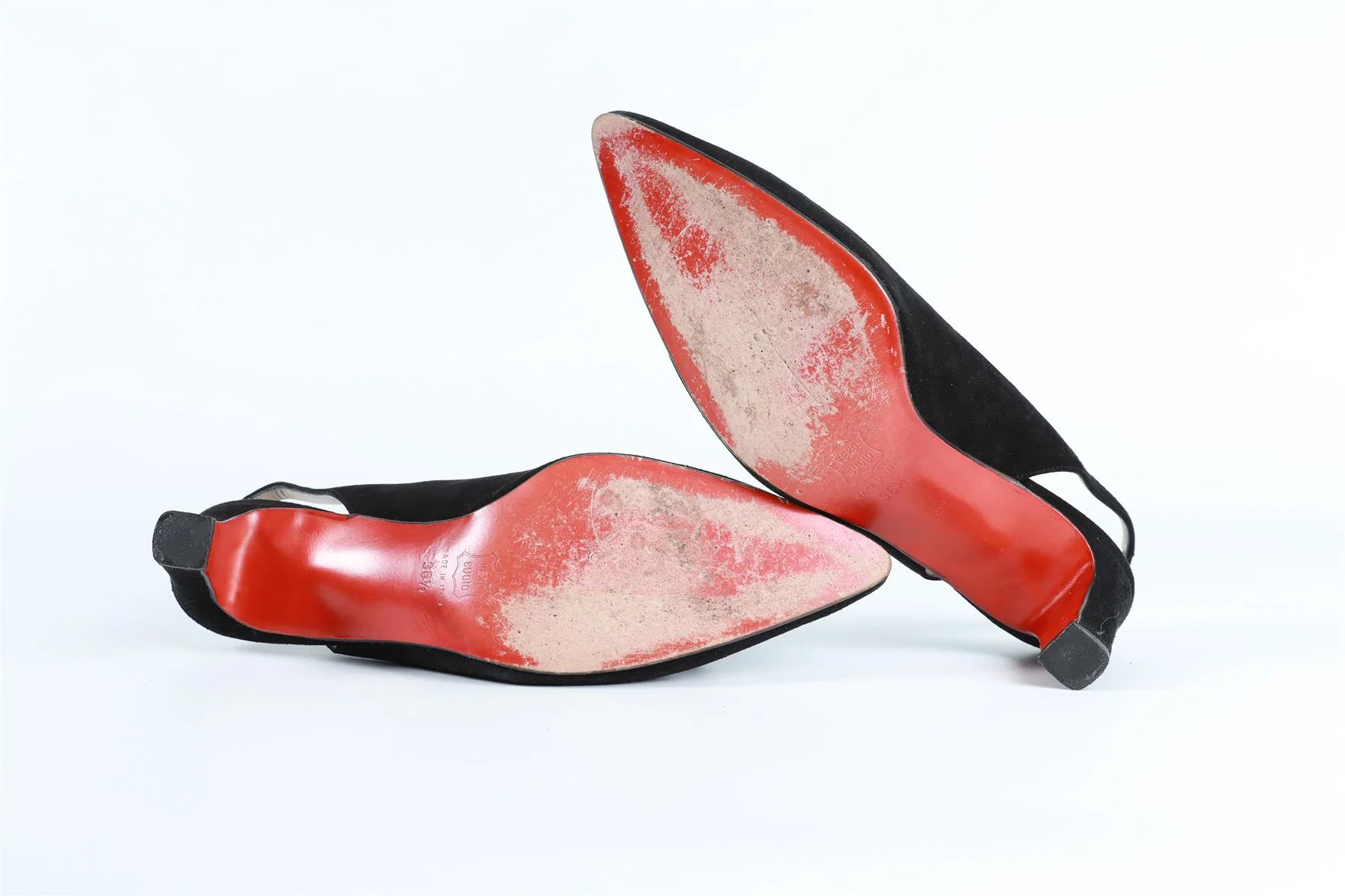 CHRISTIAN LOUBOUTIN BLACK SUEDE SLINGBACK PUMPS - Image 6