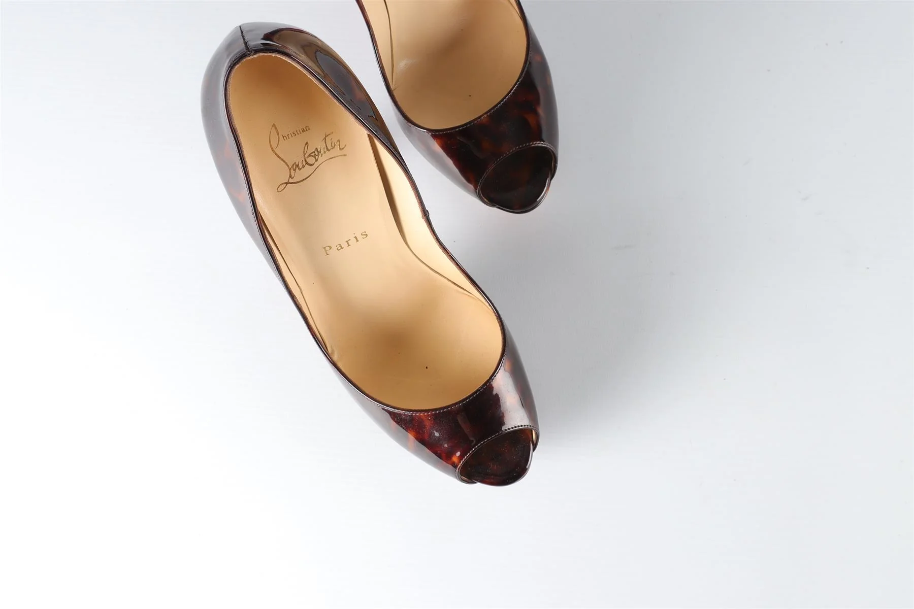 CHRISTIAN LOUBOUTIN BROWN PATENT LEATHER PLATFORM PUMPS EU 38.5 UK 5.5 US 8.5 - Image 10