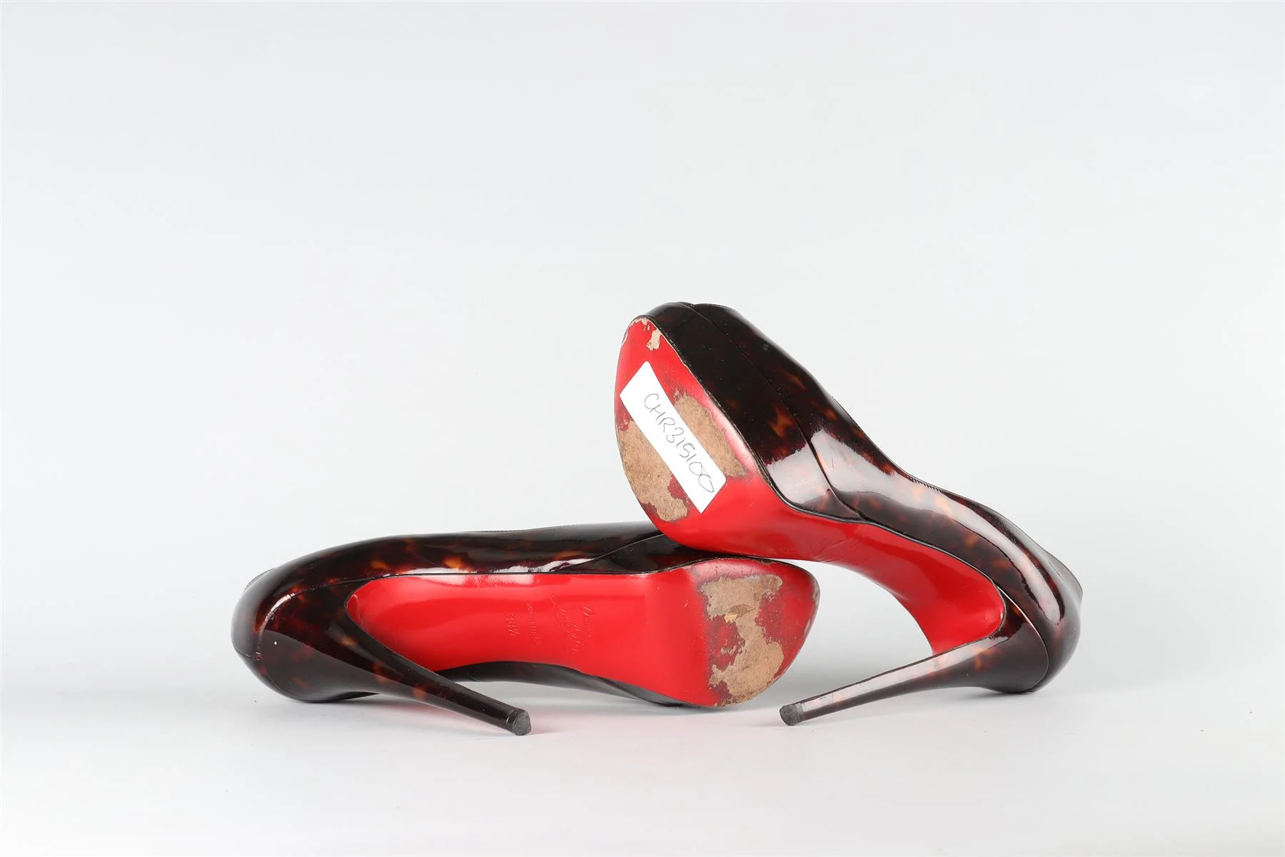 CHRISTIAN LOUBOUTIN BROWN PATENT LEATHER PLATFORM PUMPS EU 38.5 UK 5.5 US 8.5 - Image 6