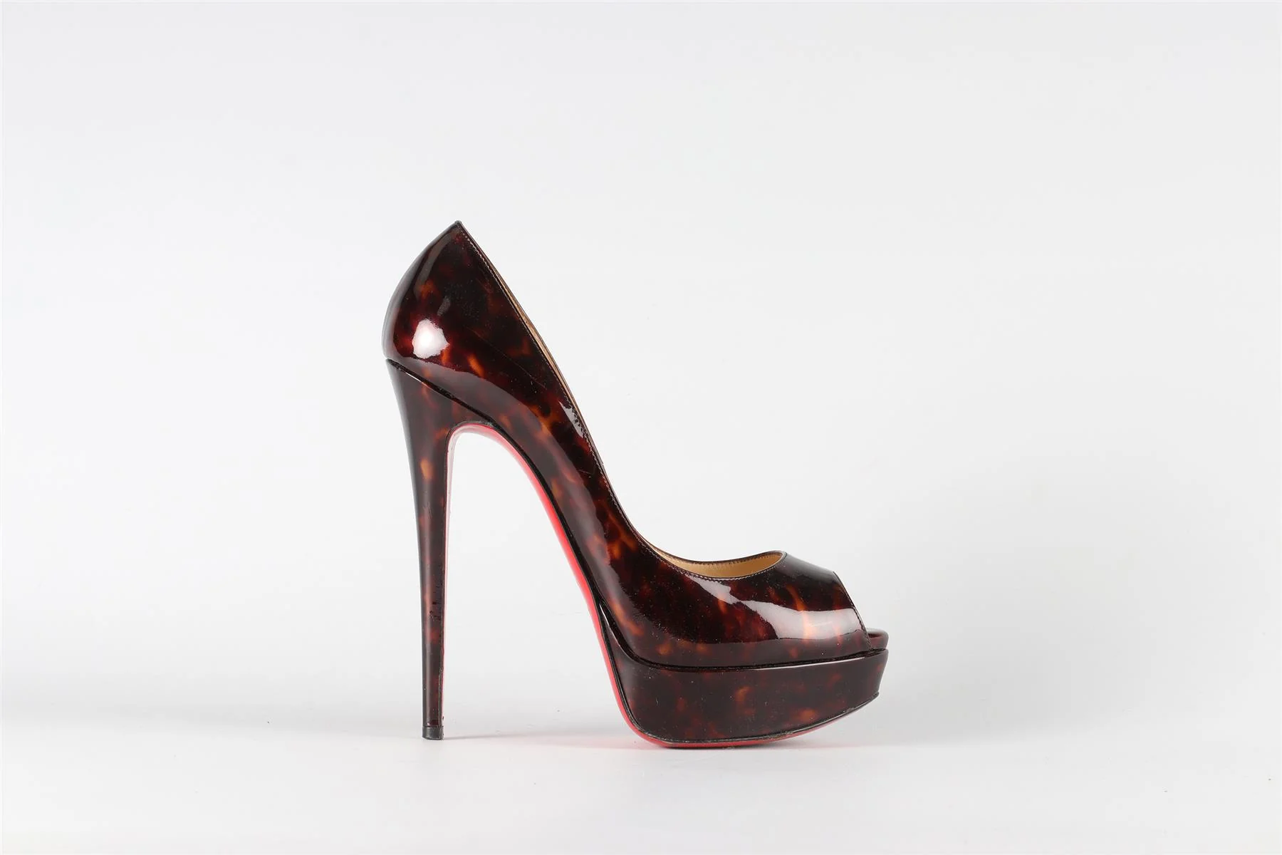 CHRISTIAN LOUBOUTIN BROWN PATENT LEATHER PLATFORM PUMPS EU 38.5 UK 5.5 US 8.5 - Image 8