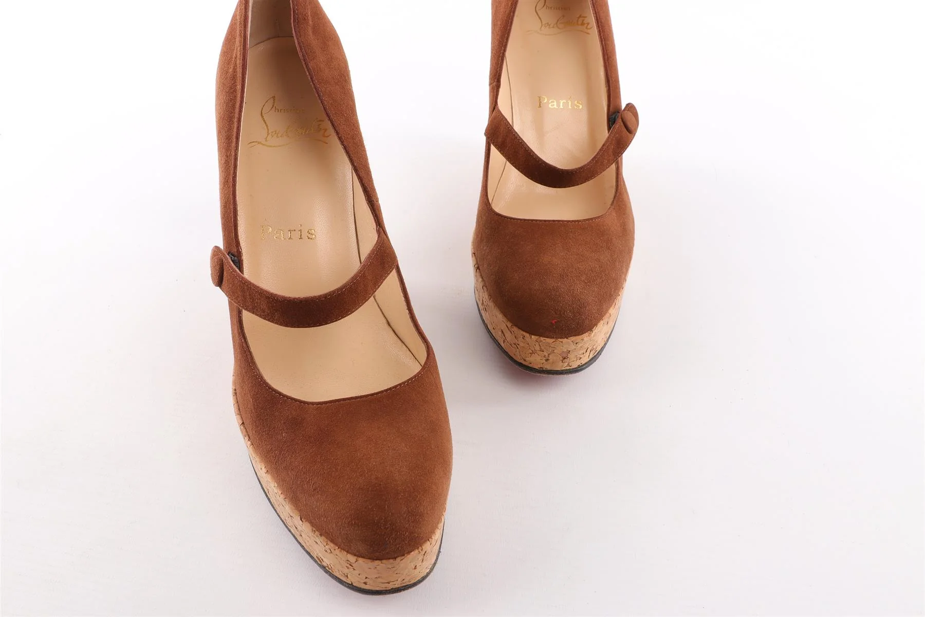 CHRISTIAN LOUBOUTIN BROWN SUEDE WEDGES EU 40 UK 7 US 10 - Image 4