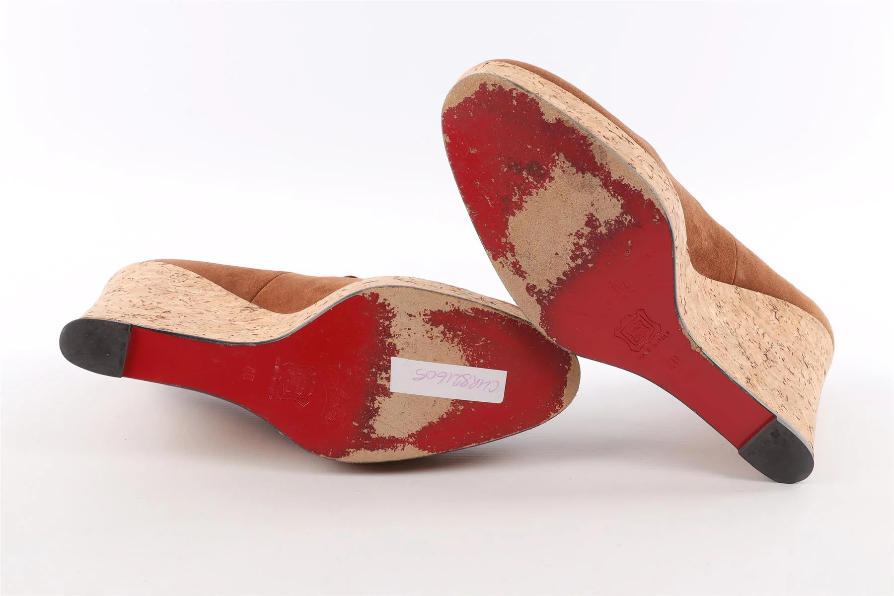 CHRISTIAN LOUBOUTIN BROWN SUEDE WEDGES EU 40 UK 7 US 10 - Image 6