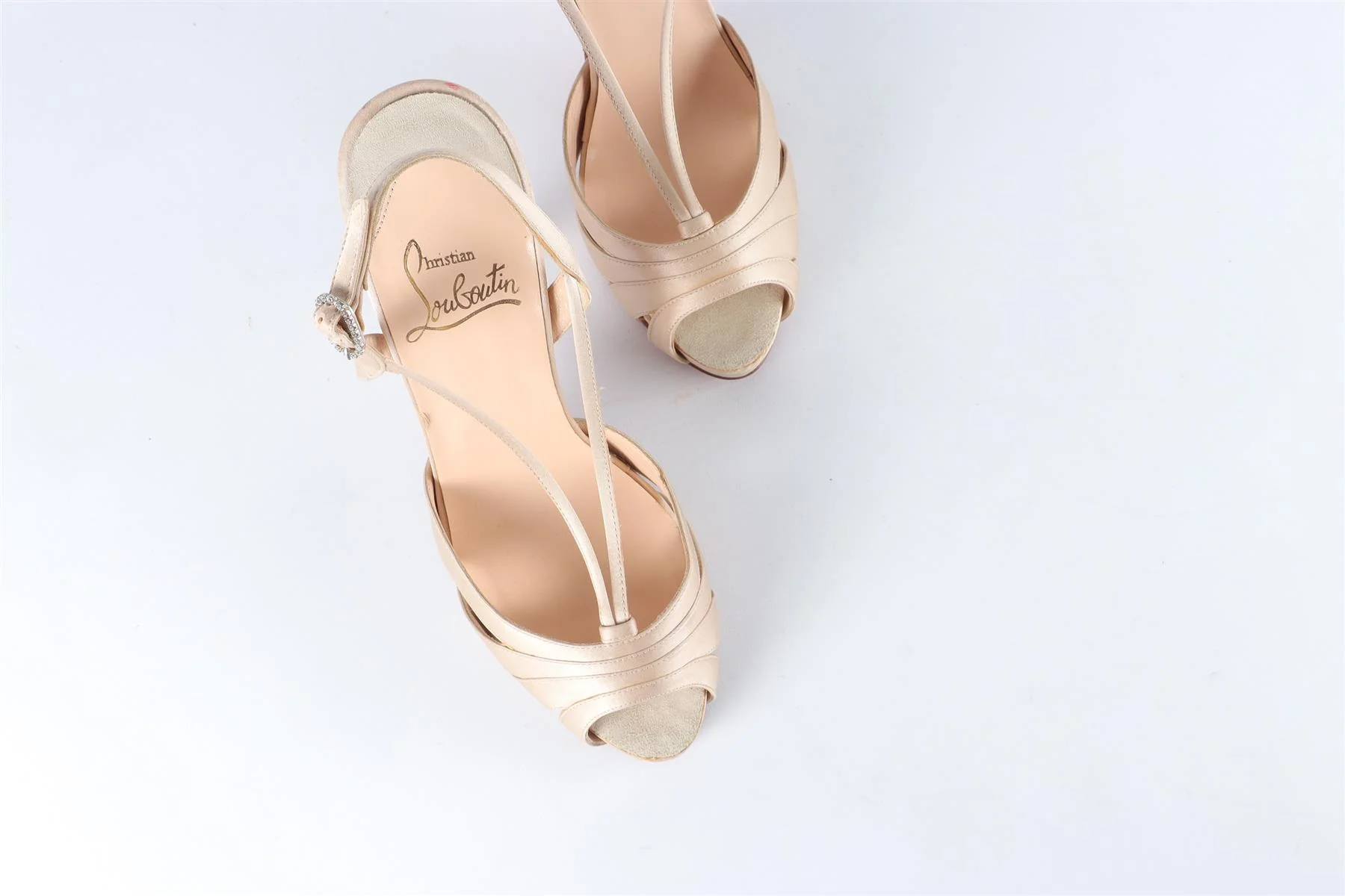 CHRISTIAN LOUBOUTIN GOLD SATIN SANDALS EU 38 UK 5 US 8 - Image 4