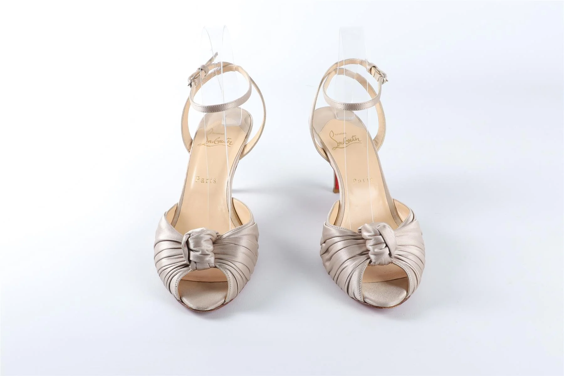 CHRISTIAN LOUBOUTIN GOLD SATIN SANDALS EU 39.5 UK 6.5 US 9.5 - Image 3