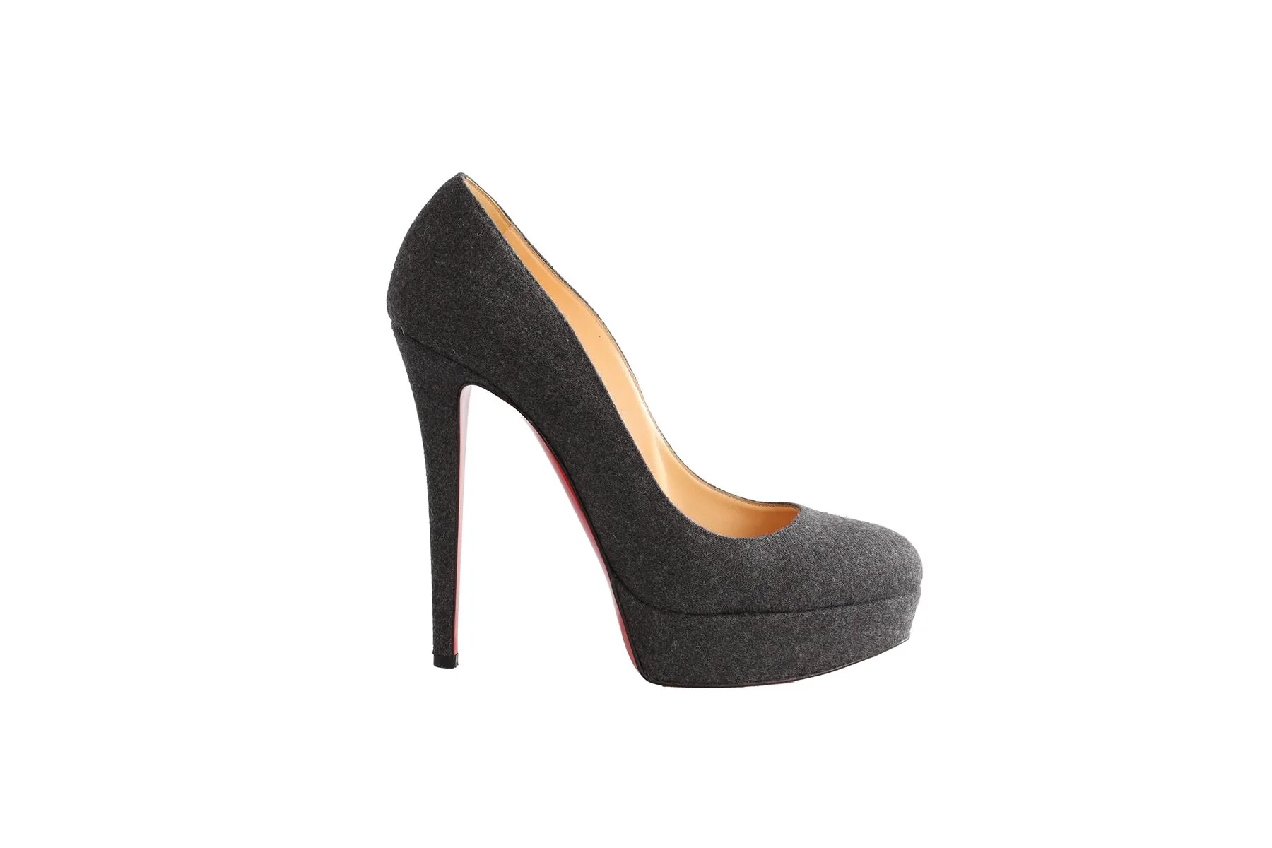 CHRISTIAN LOUBOUTIN GREY FELT PLATFORM PUMPS EU 39 UK 6 US 9 - Image 2