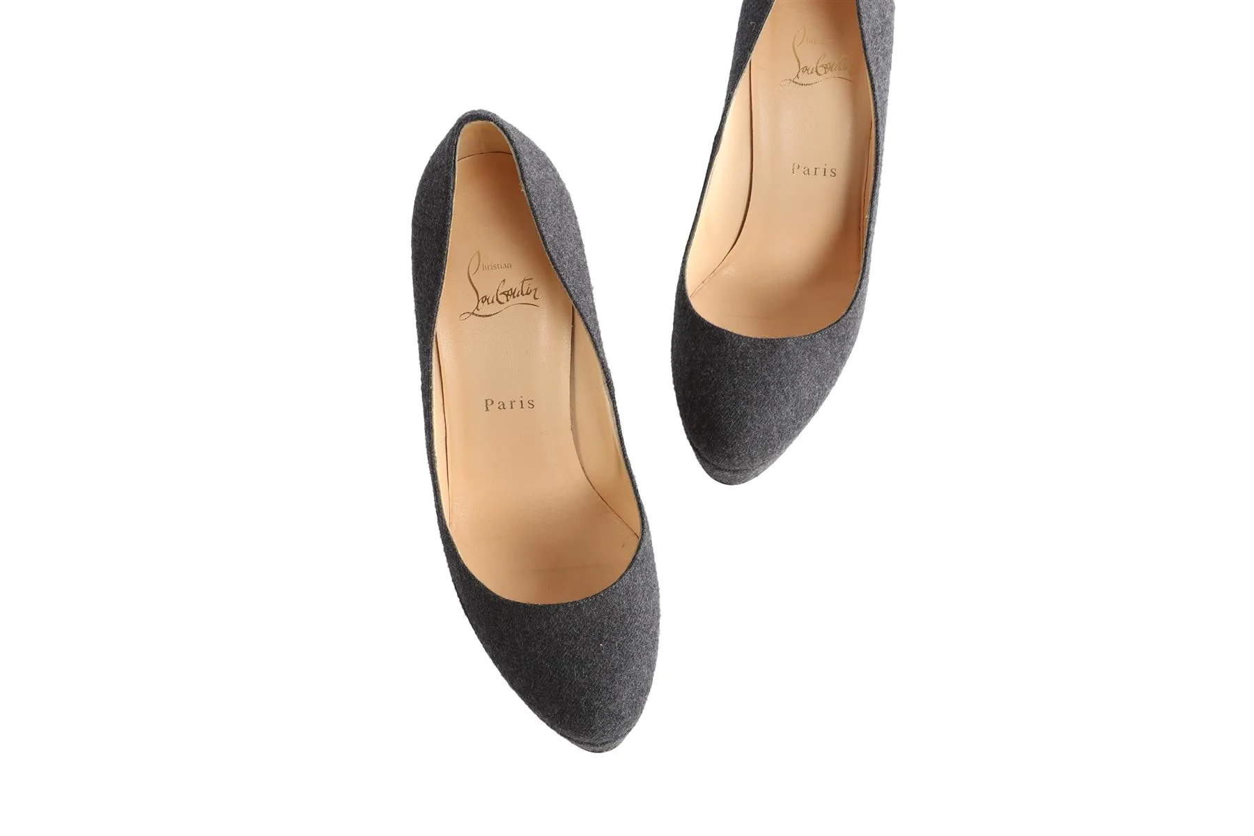 CHRISTIAN LOUBOUTIN GREY FELT PLATFORM PUMPS EU 39 UK 6 US 9 - Image 4