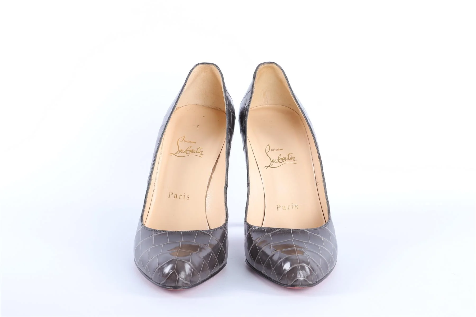 CHRISTIAN LOUBOUTIN GREY LEATHER SNAKESKIN PUMPS EU 39.5 UK 6.5 US 9.5 - Image 3
