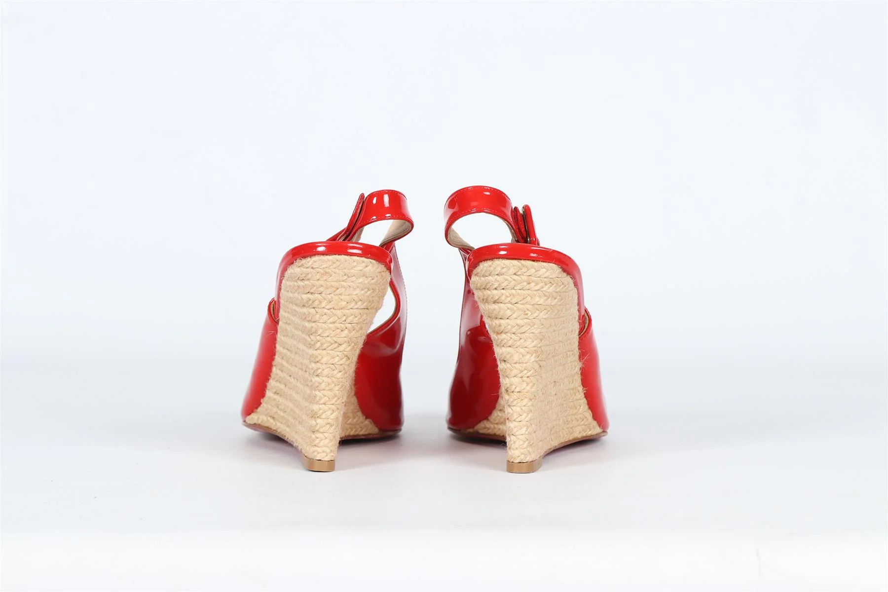 CHRISTIAN LOUBOUTIN PATENT LEATHER WEDGE SANDALS EU 39 UK 6 US 9 - Image 4