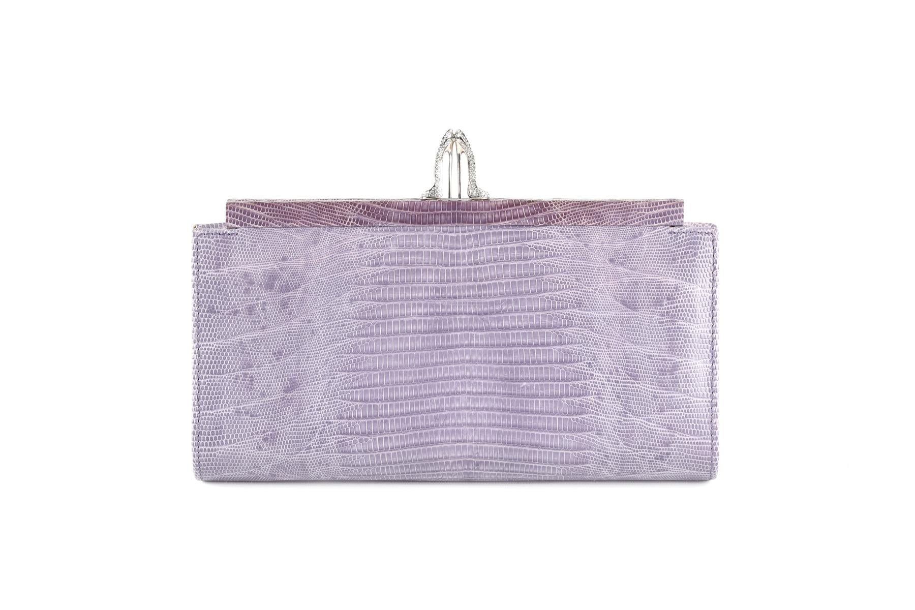 CHRISTIAN LOUBOUTIN PURPLE MISS LOUBI LIZARD CLUTCH - Image 6