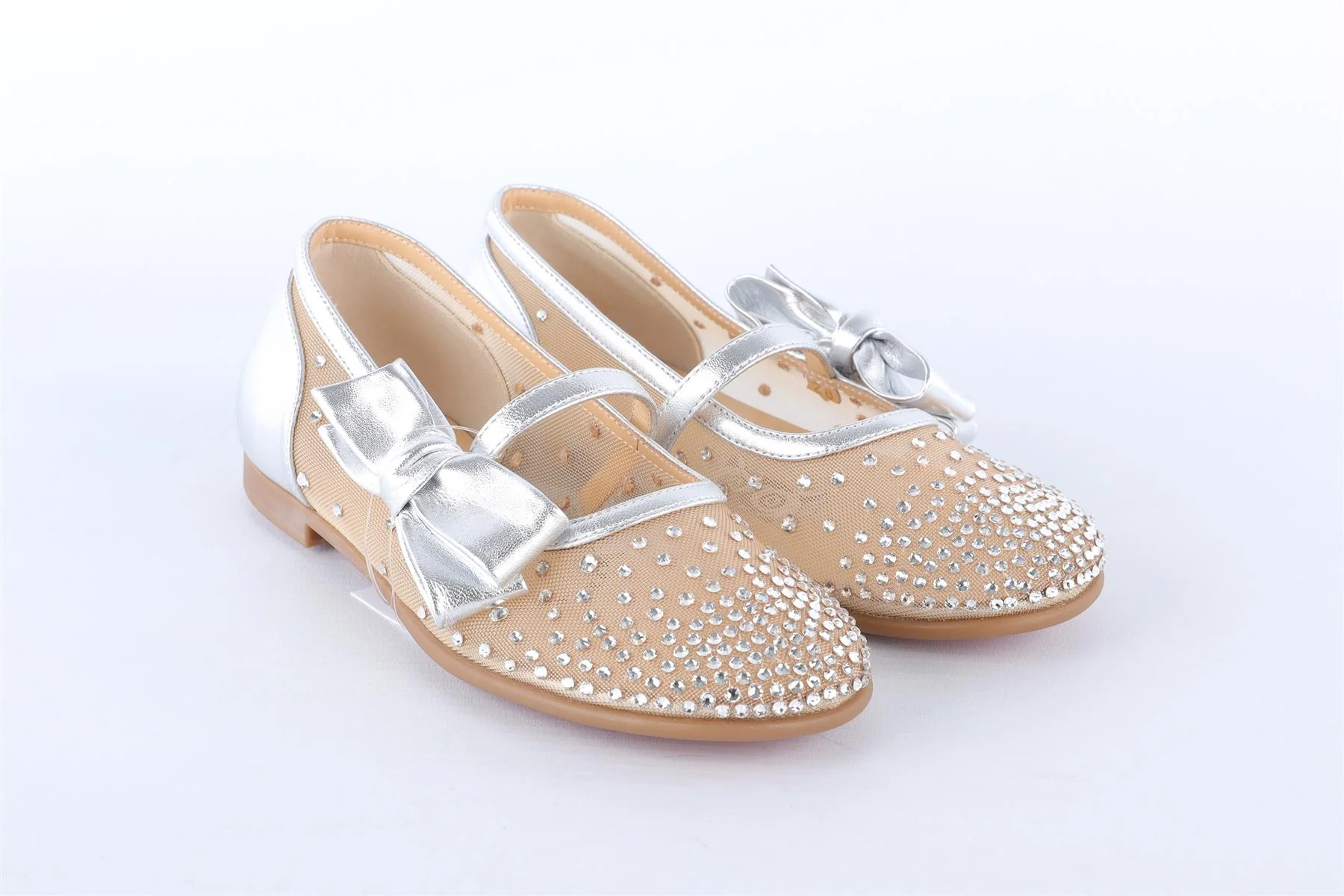 CHRISTIAN LOUBOUTIN SILVER KIDS GIRLS BALLET FLATS EU 28 UK 10 US 11 - Image 2