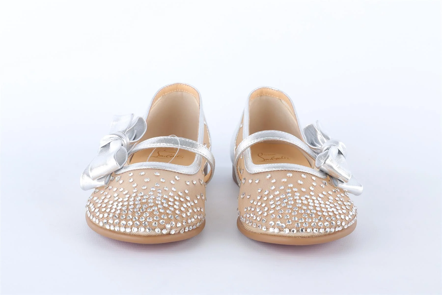 CHRISTIAN LOUBOUTIN SILVER KIDS GIRLS BALLET FLATS EU 28 UK 10 US 11 - Image 3