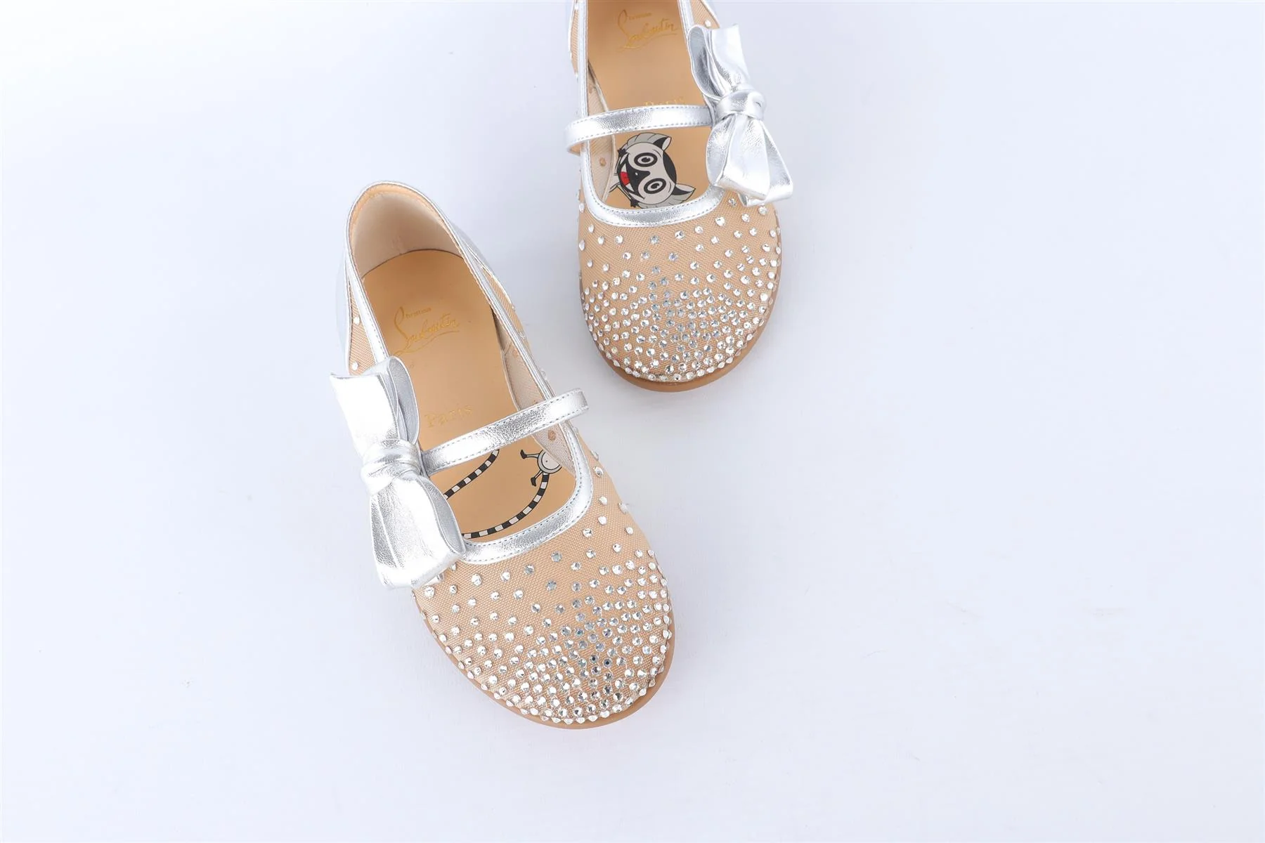 CHRISTIAN LOUBOUTIN SILVER KIDS GIRLS BALLET FLATS EU 28 UK 10 US 11 - Image 4
