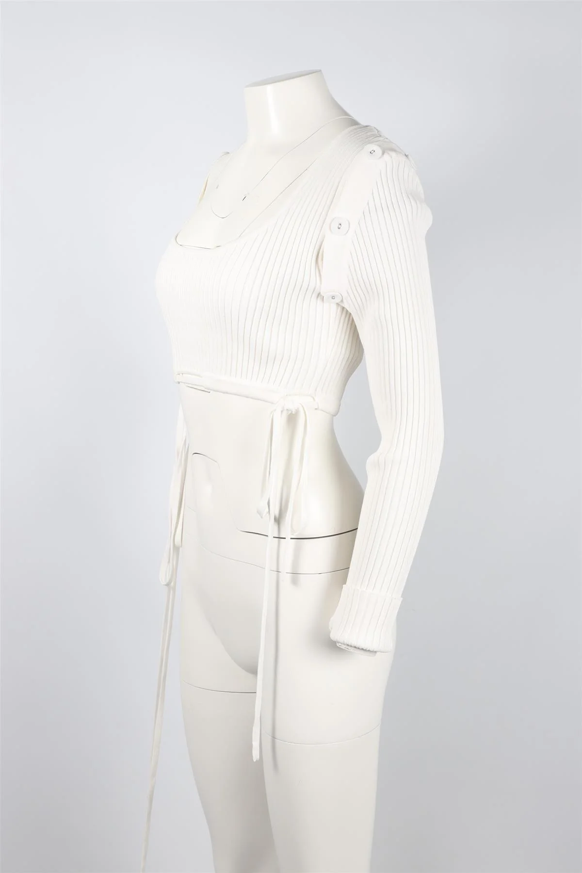 CHRISTOPHER ESBER WHITE CROPPED KNIT TOP XSMALL - Image 3
