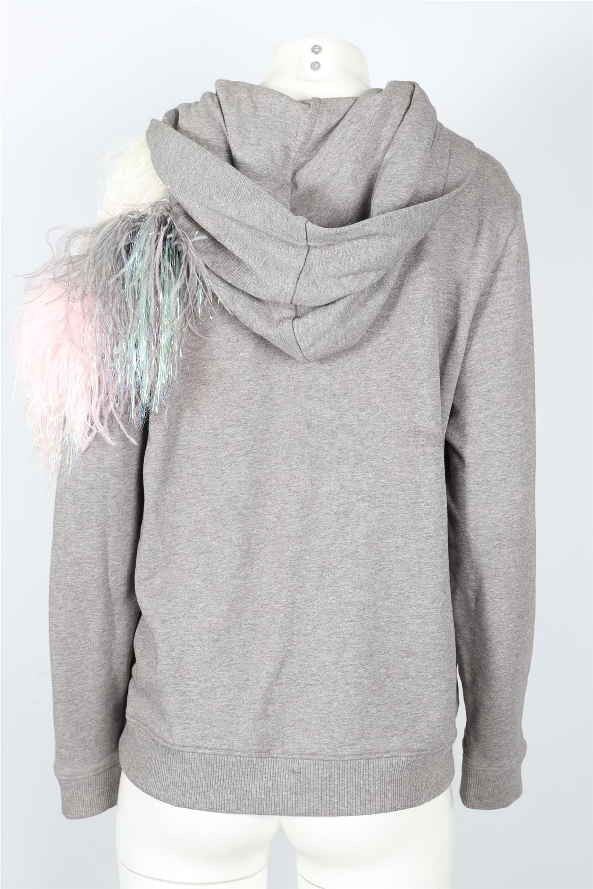 CHRISTOPHER KANE GREY FEATHER AND COTTON HOODIE SMALL - Image 4