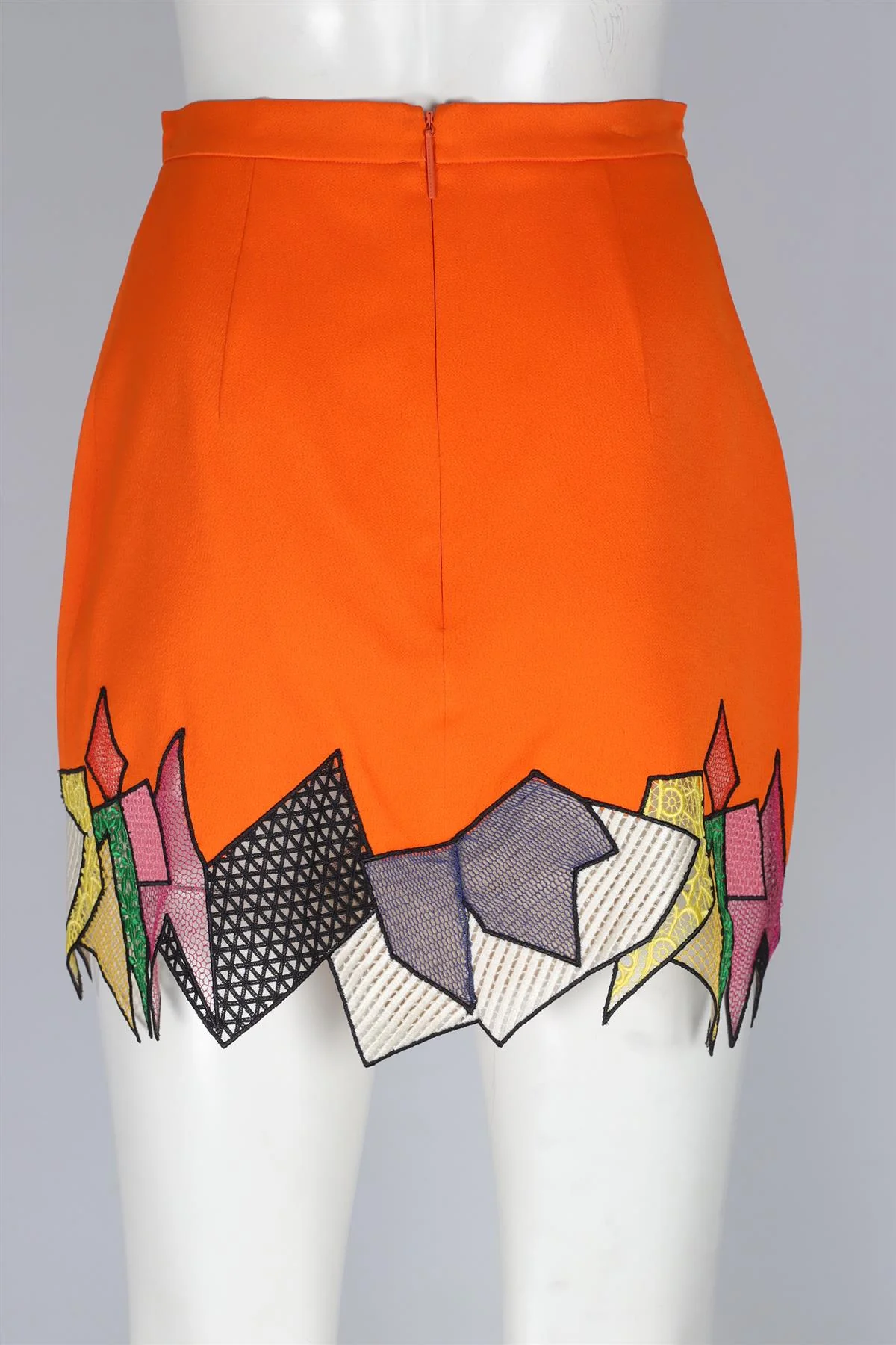 CHRISTOPHER KANE ORANGE CREPE MINI SKIRT UK 8 - Image 4