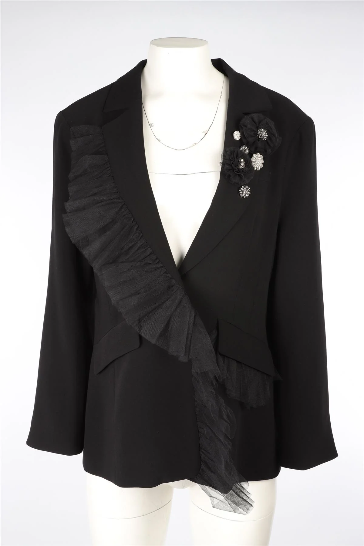 CINQ À SEPT BLACK WOVEN BLAZER UK 12 - Image 2