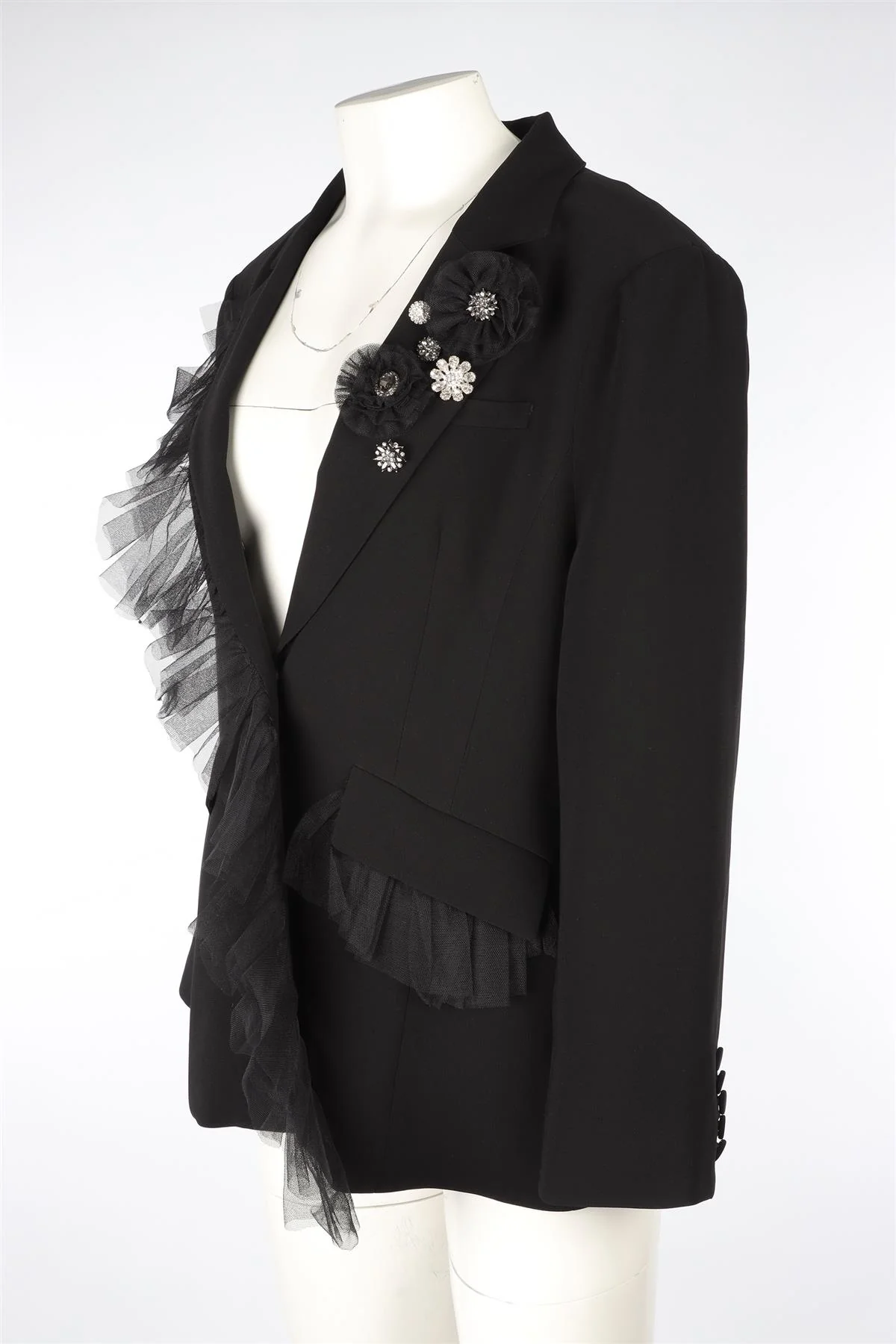CINQ À SEPT BLACK WOVEN BLAZER UK 12 - Image 3