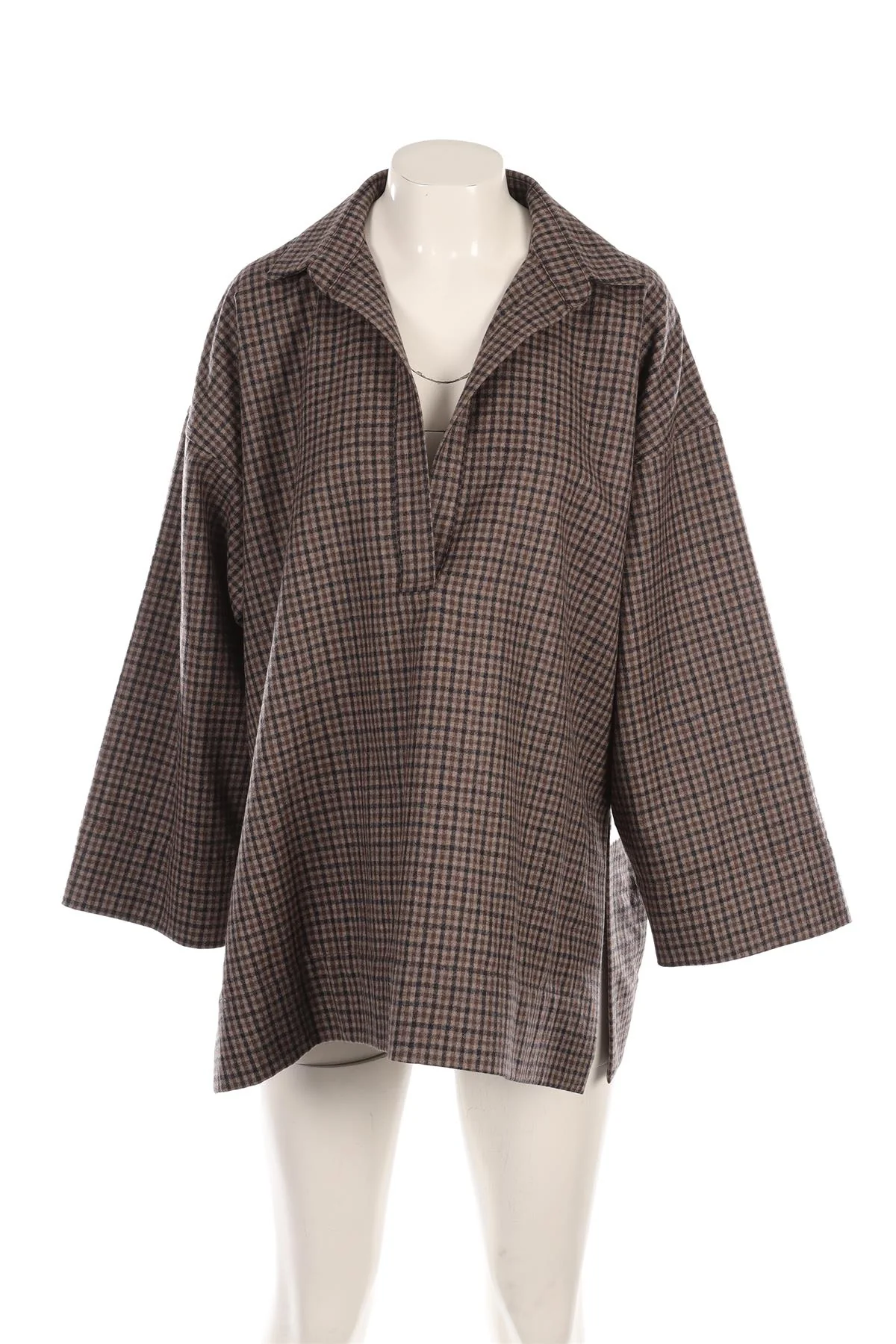 CLOTH.WORK BROWN WOOL SHIRT UK 8-10 - Image 2