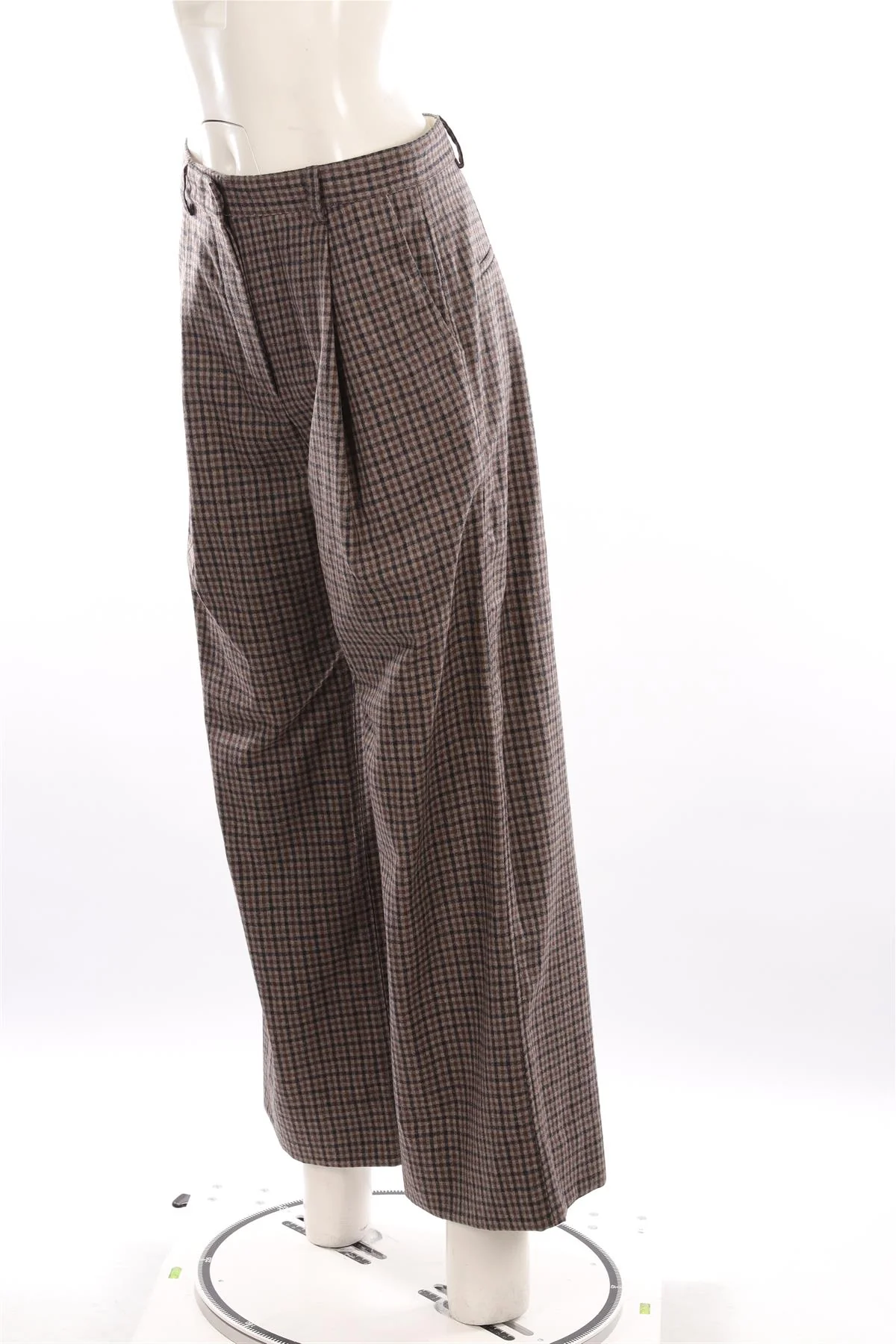 CLOTH.WORK BROWN WOOL WIDE LEG PANTS UK 8-10 - Image 3