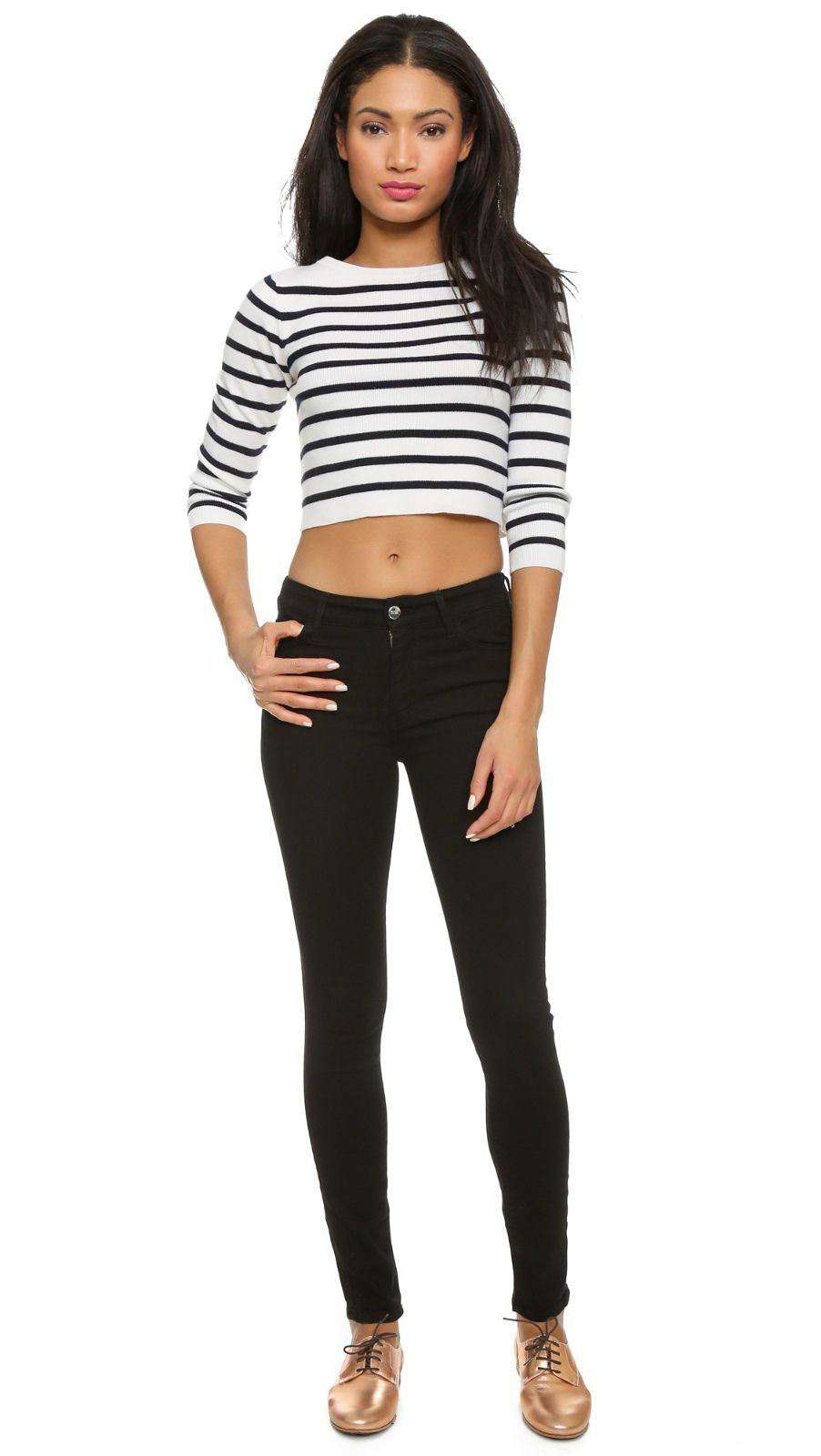 CLUB MONACO LIZETH CROPPED STRIPE SWEATER XSMALL