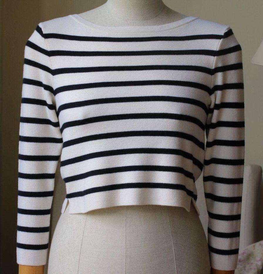 CLUB MONACO LIZETH CROPPED STRIPE SWEATER XSMALL - Image 7