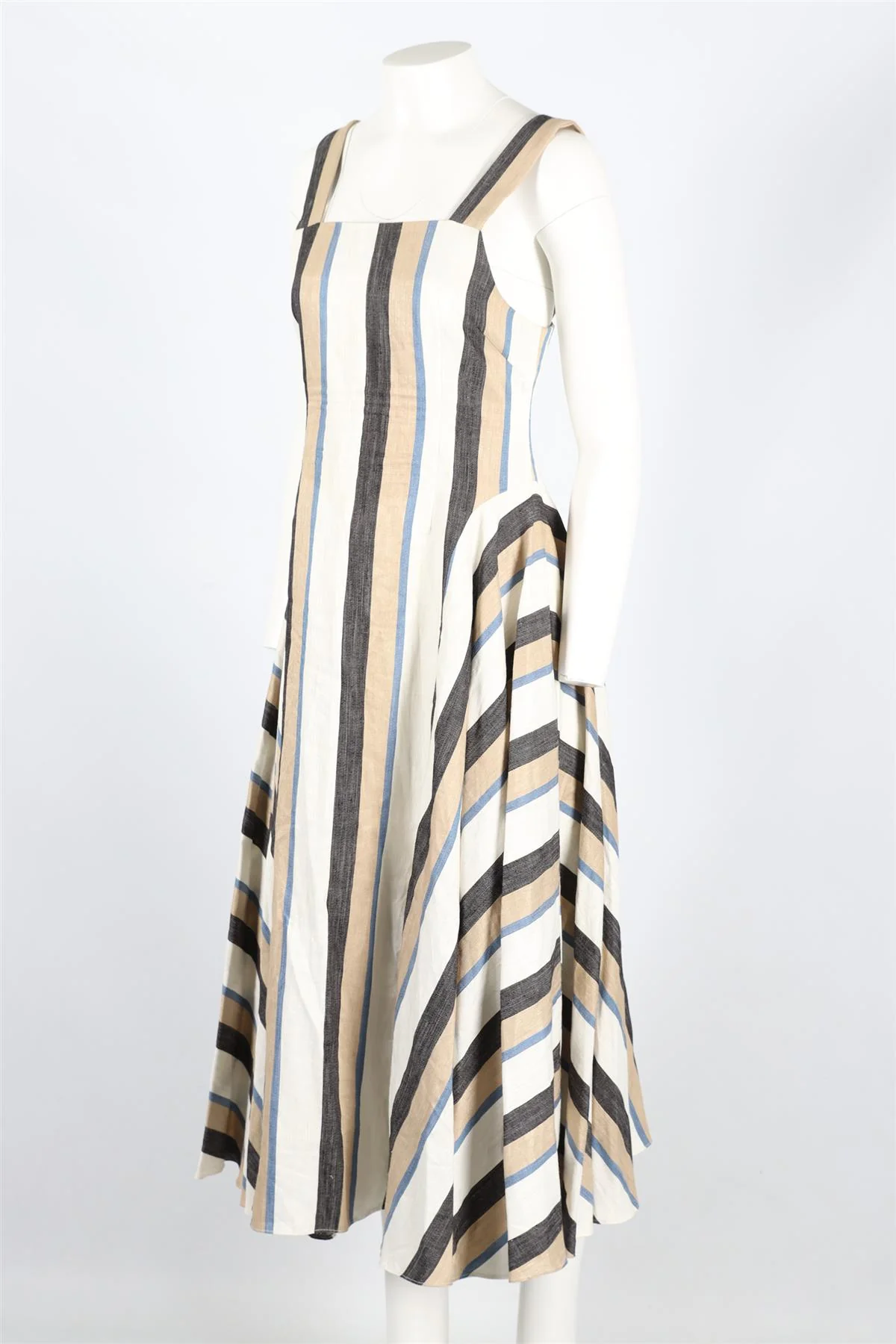 CO MULTICOLOURED STRIPED LINEN MAXI DRESS MEDIUM - Image 3